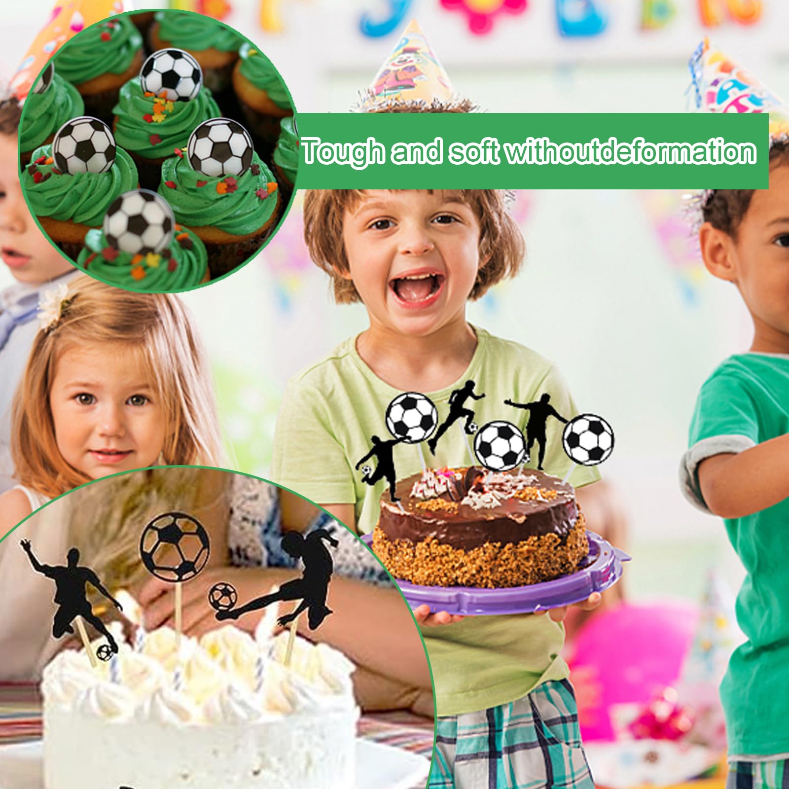 Fußball Cupcake Deko - 48 Stück Kuchen Toppers Für Sport-Party & Kindergeburtstag