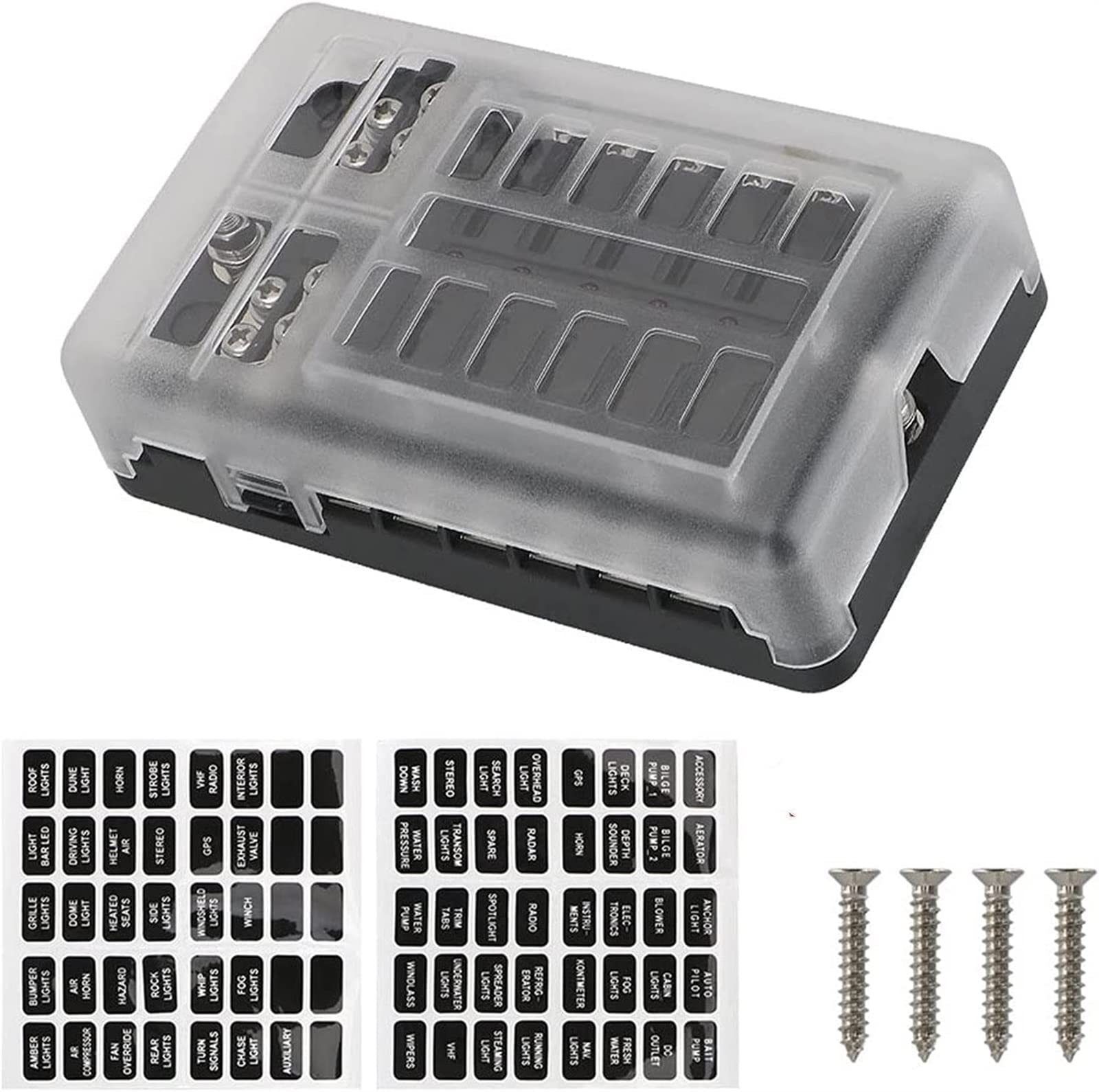 Boîte à fusibles lame 12V 32V étanche avec LED pour marine et voiture