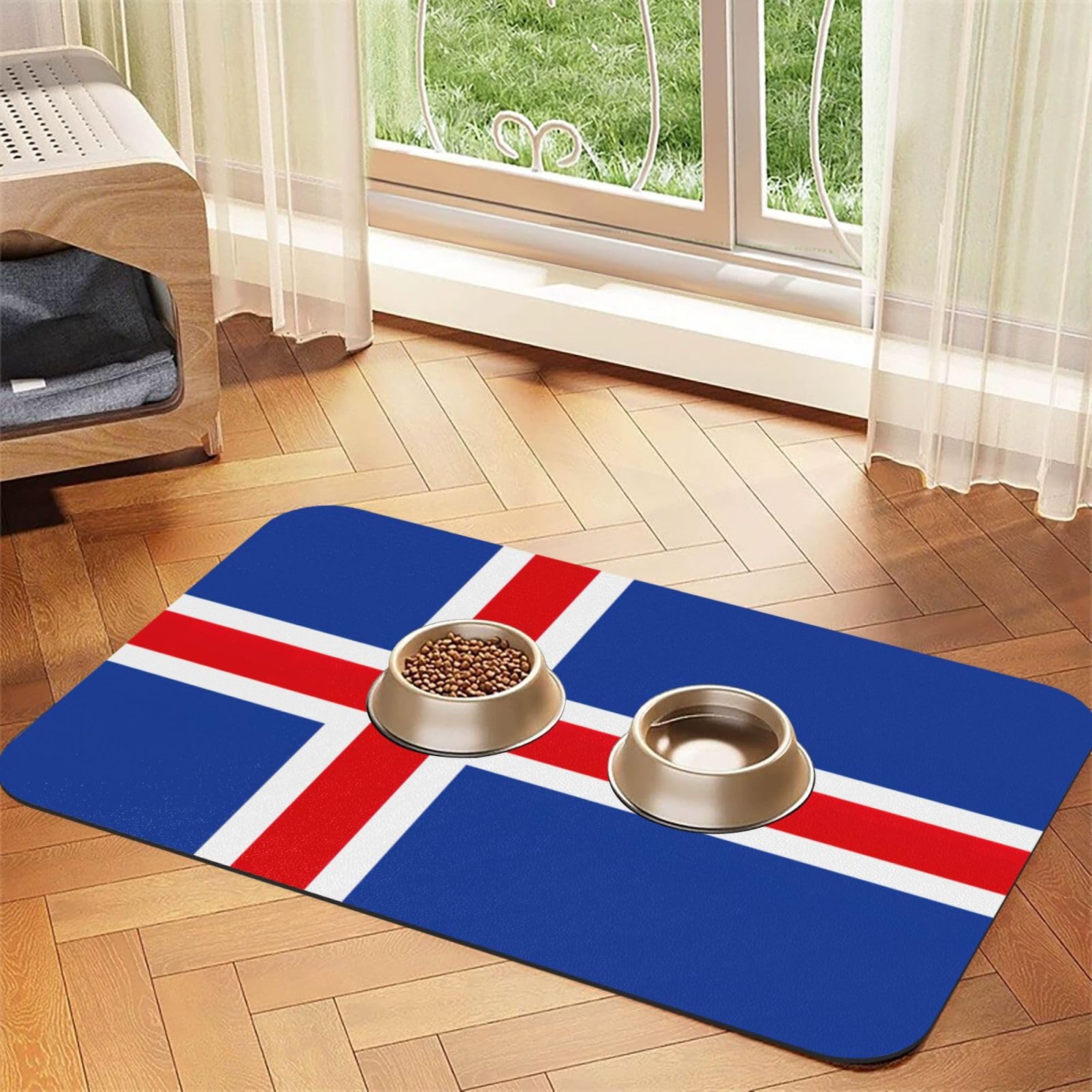 Tapis de nourriture Islande en cuir PU pour chiens et chats