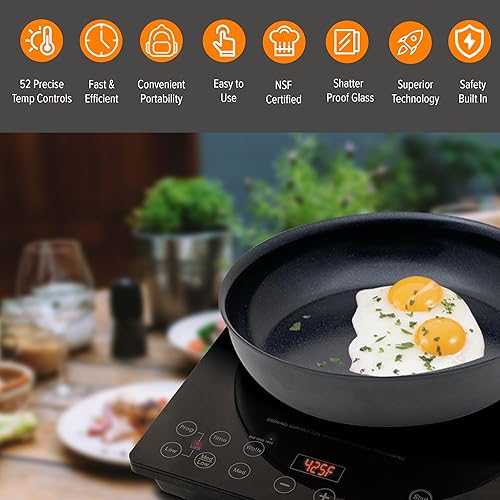 Miniatura 3 de Nuwave Placa de inducción Pro Chef, portátil, bobina de calefacción grande de 8 pulgadas, ajustes de temperatura de 100 F a 575 F, perfecta para