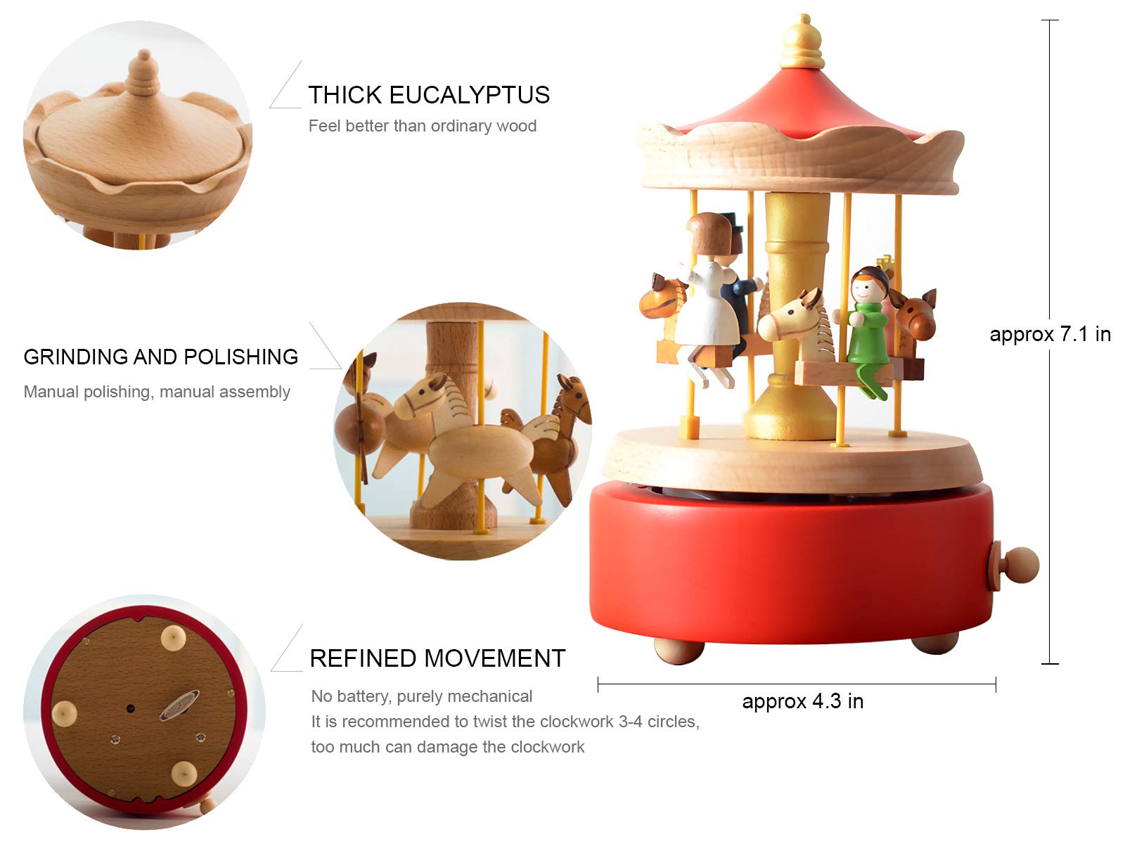 Amazon.com: LILYXIN Carousel Music Box, Handmade Wooden Merry-Go