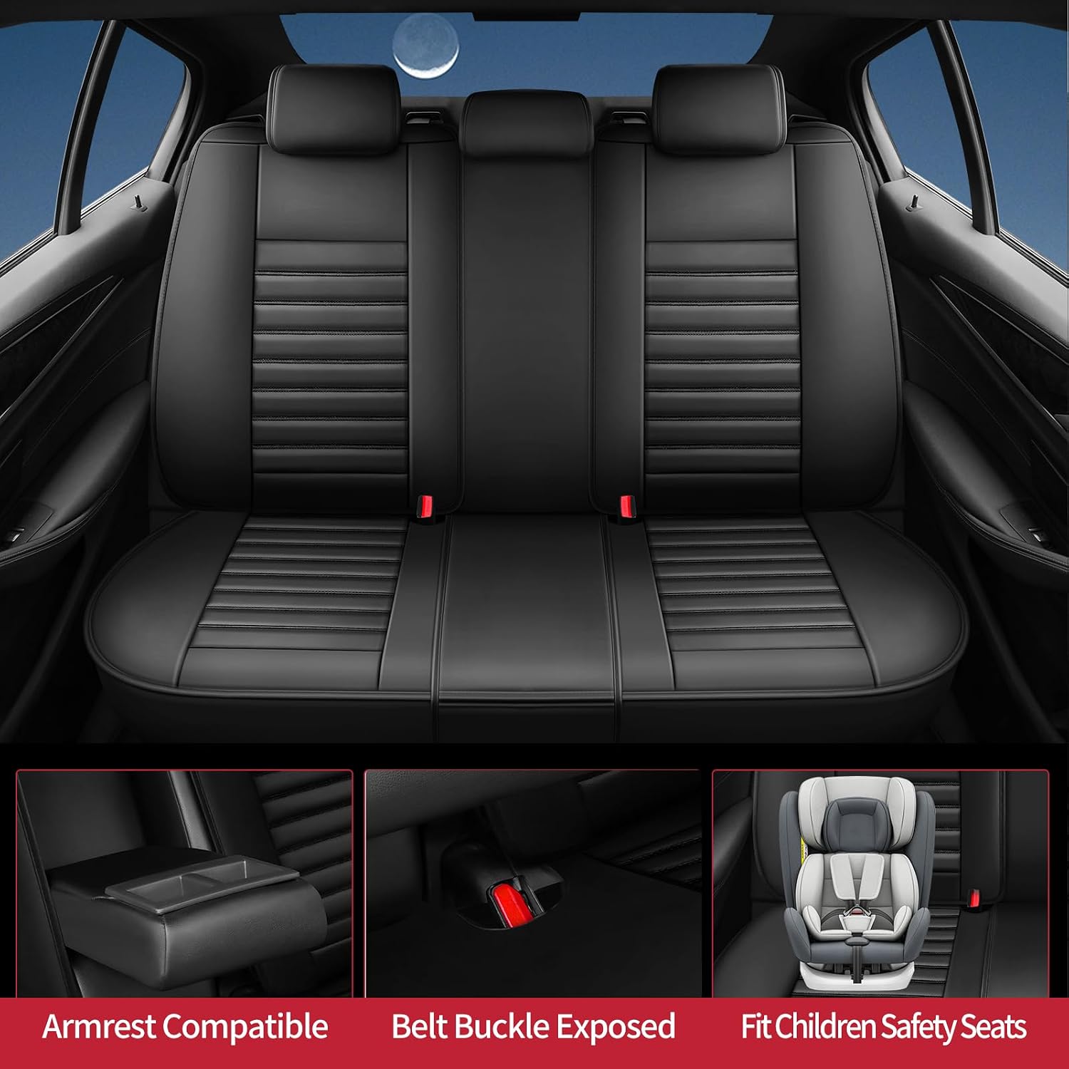 Fit RAV4 Car Seat Covers for Toyota RAV4 2013-2018 LE,XLE,SE,Hybrid,Premium, Limited - Upgraded Premium Waterproof & Breathable Leather,All-Weather Seat Cushion Protector,Full Set,Black
