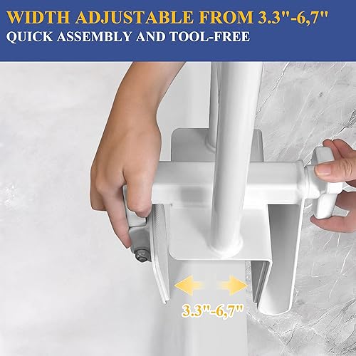 Miniatura 7 de Barra de seguridad para bañera ajustable para regadera, barra de agarre para bañera médica blanca, barras de agarre para baño, mango de seguridad