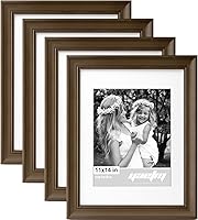 Vista 25 de Yaetm Portarretratos dorado de 11 x 14 pulgadas con paspartú para juego de 4 piezas de 8 x 10 pulgadas, moldura de 1.4 pulgadas de ancho y marco