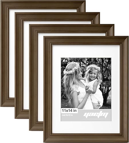 Miniatura 28 de Yaetm Portarretratos dorado de 16 x 20 pulgadas con paspartú de 11 x 14 pulgadas, juego de 4 unidades, molduras de 1.4 pulgadas de ancho y marco