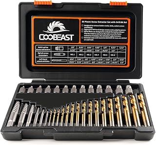 Coobeast 35-Pc Screw Extractor Set with Left Hand Drill Bits - Titanium Coated HSS for Stripped Bolts, Broken Nuts Removal Kit