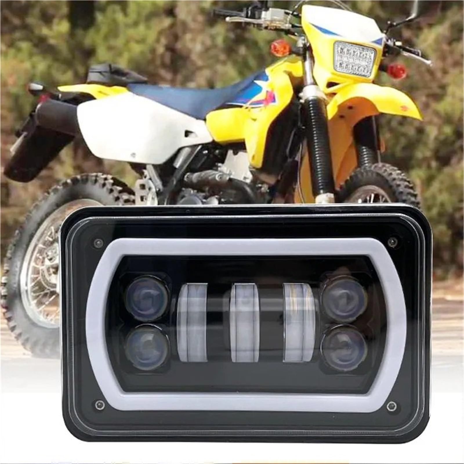 Pomocnicze Reflektory Motocyklowe Pasuje do Hondy XR250 XR400 XR650 Pasuje do akcesoriów Suzuki DRZ Prostokątna lampa czarna lampa motocyklowa 4X6 reflektor