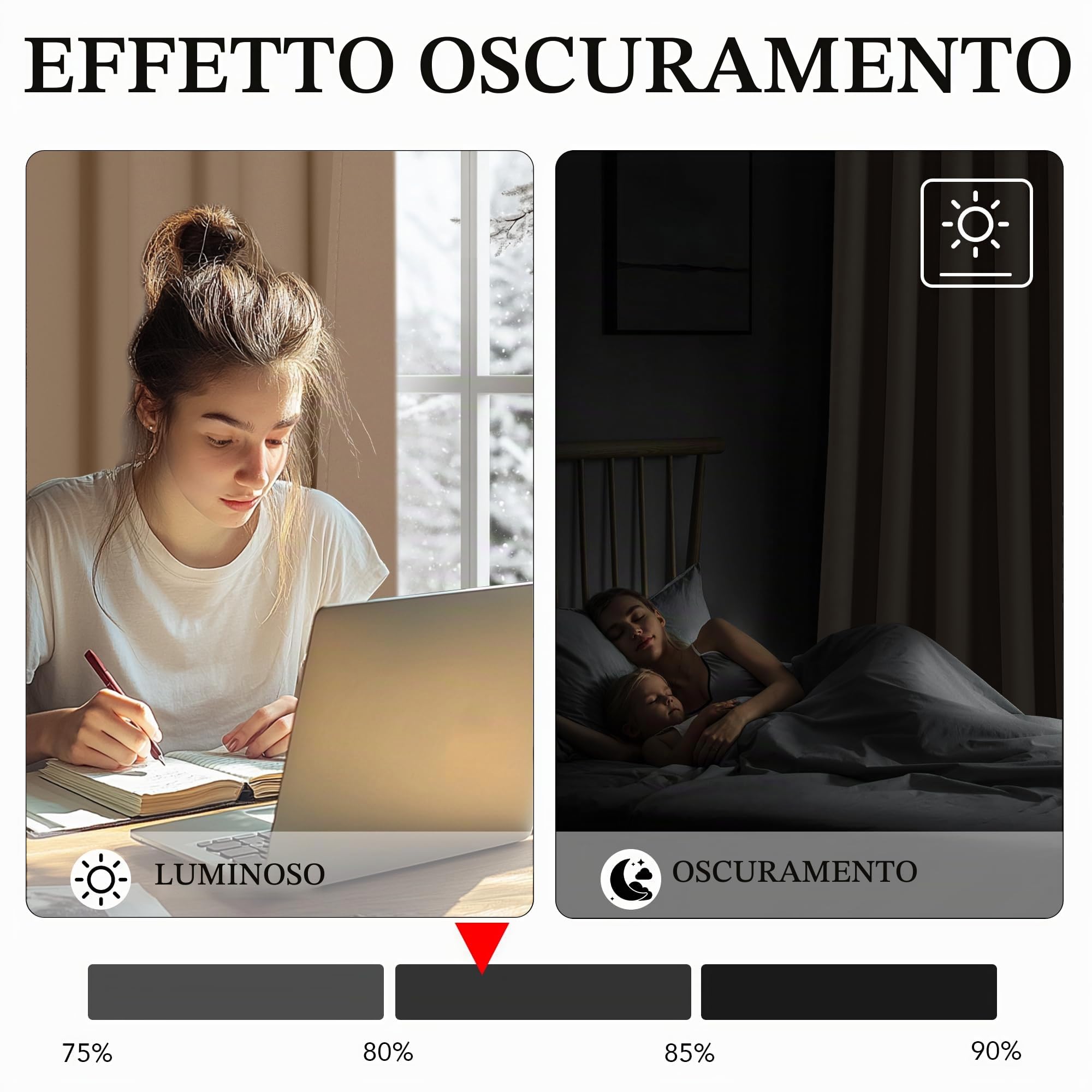 KGORGE Tende Oscuranti per Interni 1 Pezzo L 300 x A 240 CM Tenda Camera da Letto Moderna Termica con Fettuccia Divisoria Soggiorno Curtain, Moca
