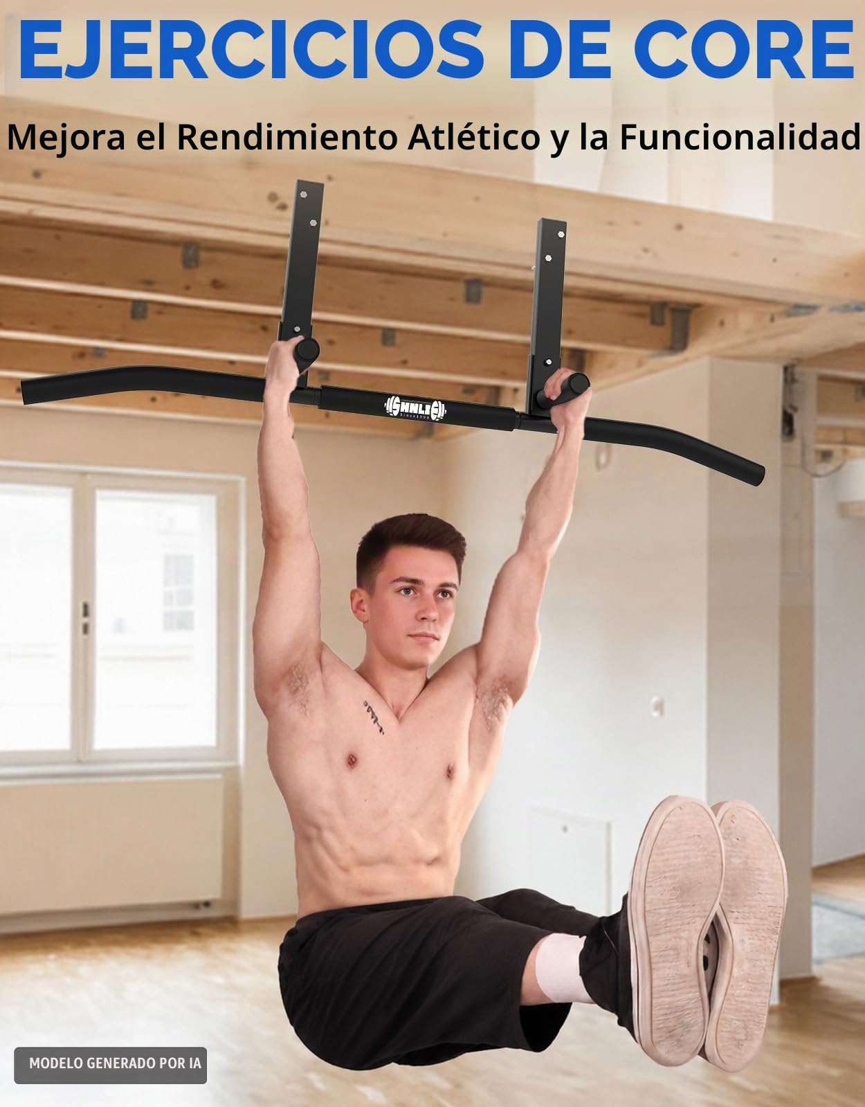 Barra de dominadas montada en viga, barra de dominadas de montaje en techo para gimnasio en casa, viga, rafter, fácil instalación, barra de 42 pulgadas de ancho