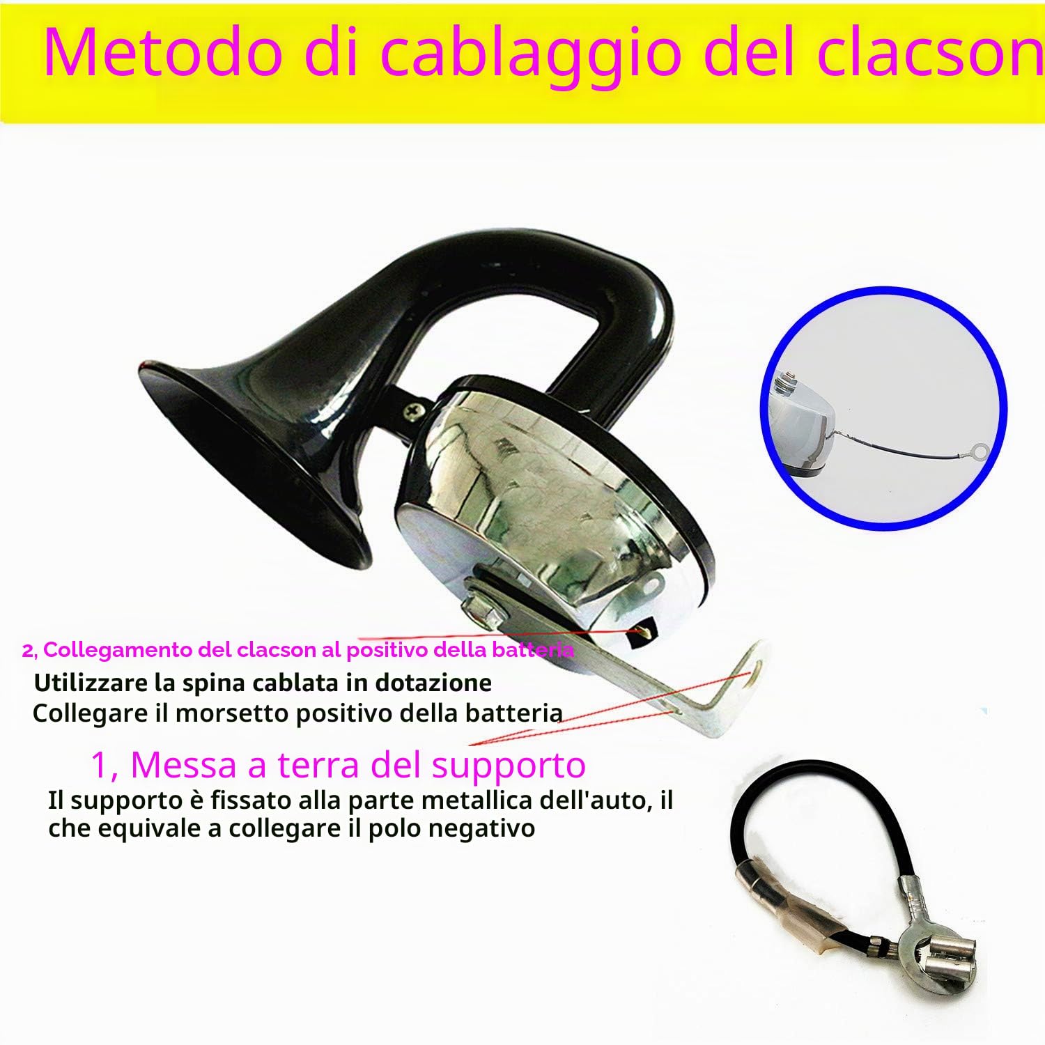 Clacson elettrico per auto Car Horn 150DB Tromba per auto Tromba camion nero elettrico Tromba di lumaca Tromba di controllo elettrico tromba fischio per 12V per camion treni barche moto ecc