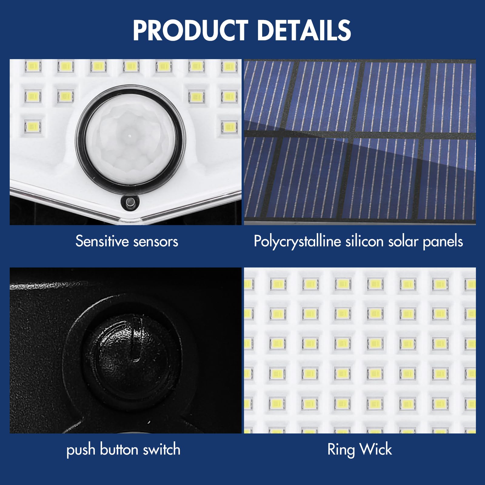 Miawtro 2 Pack Solar Lights Outdoor, 153LED Solar Security Lights Outdoor IP65 Waterproof - Image 4