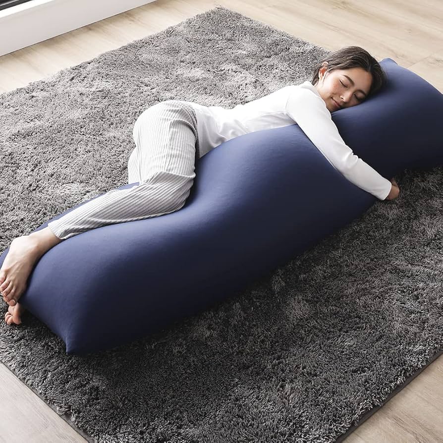 Amazon.co.jp: ビーズクッション 特大 抱き枕 ネイビー 150cm