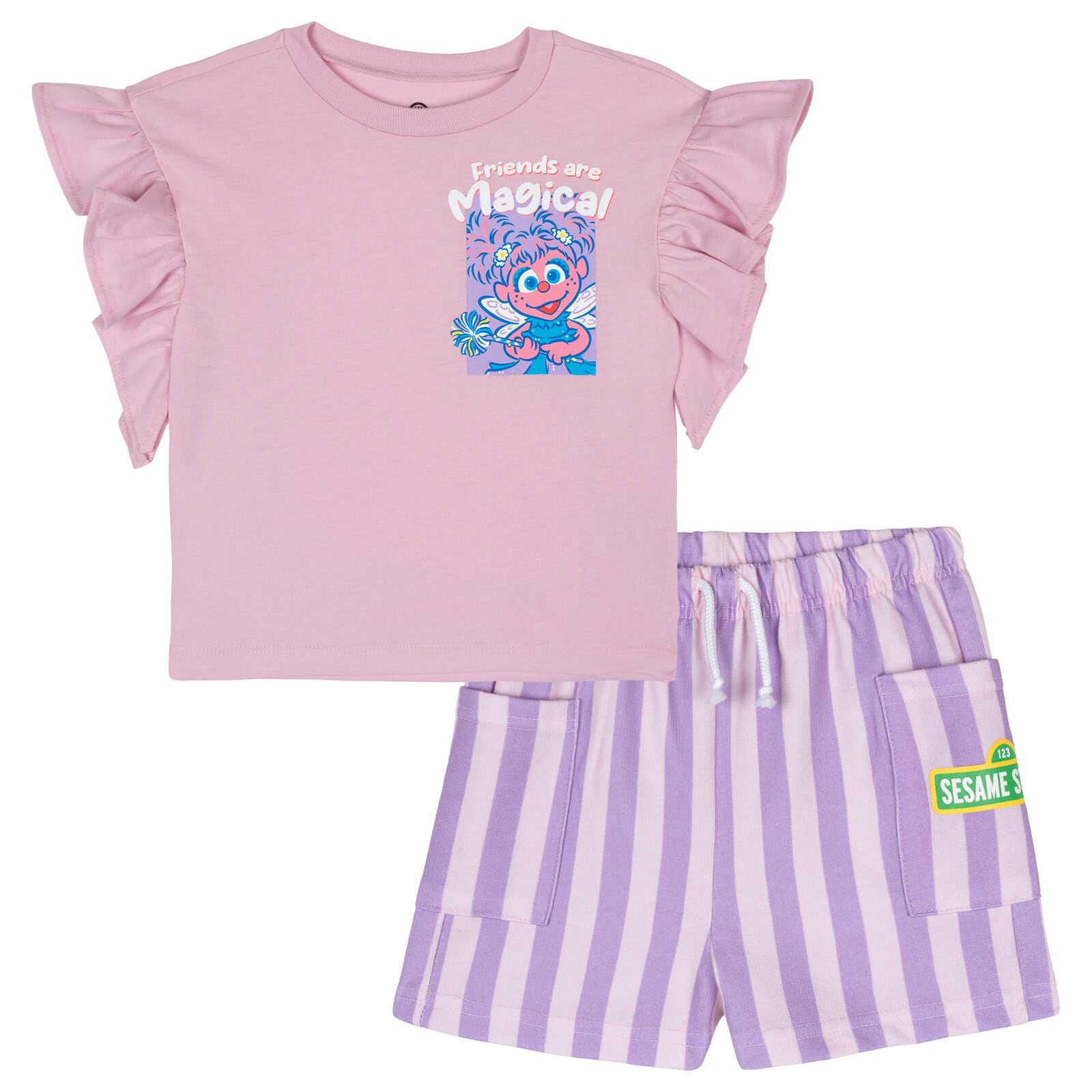 Sesame Street Girls' 2-Piece T-Shirt and French Terry Shorts Set