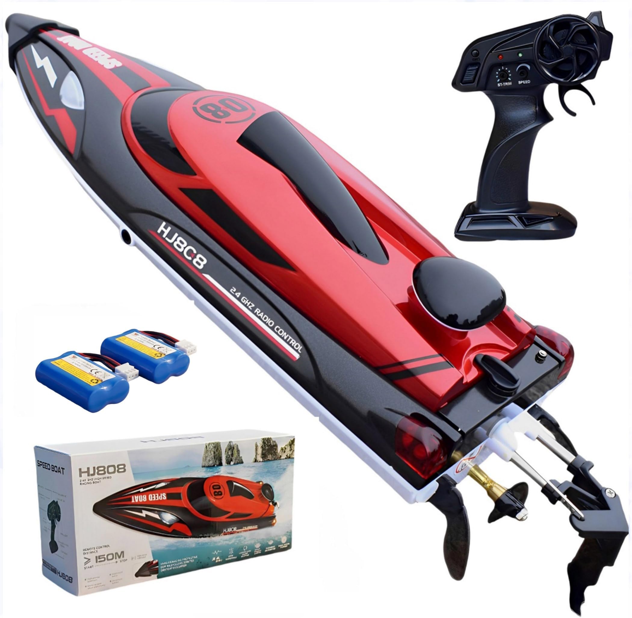 14 Inch RC Boat High Speed Remote Control Boat for Kids and Adults, 2.4GHz Outdoor Water Toy 23+ MPH Race Boat for Pool Lake & Great River