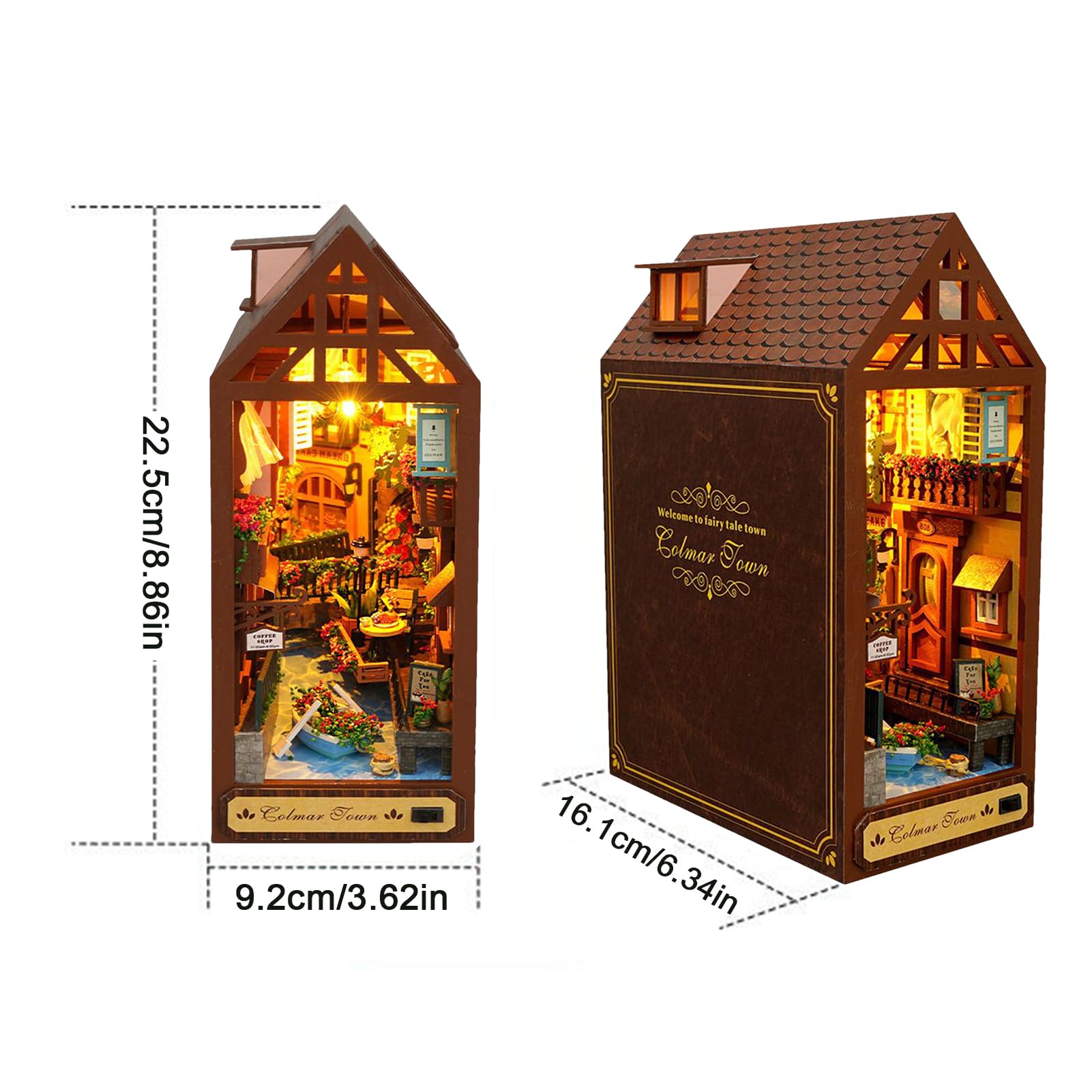 Booknook Bausatz Für Erwachsene Holz Dekoration | Mini Modell Pädagogisches Zusammenbau LED Für Kinder Erwachsene Bibliothek Schlafzimmer Kinderzimmer Klassenzimmer