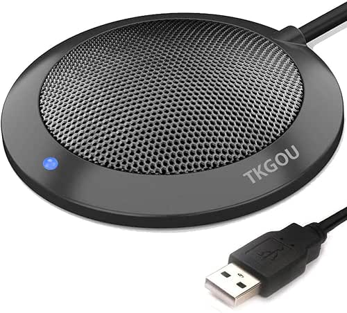 Conference USB Microphone, Computer Desktop Mic with LED Indicator, Plug