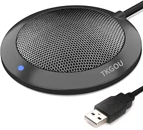 Microfone USB de conferência, microfone de mesa de computador com indicador LED, condensador omnidirecional Plug & Play, microfones para computador portátil, para reuniões online, aula, Skype,
