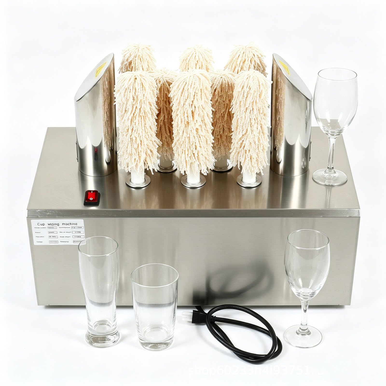 ORIDLECTAL Fast drying Wine Glass Polisher Machine: streak-free, lint-nixing, detachable brushes, for champagne glasses 8Head