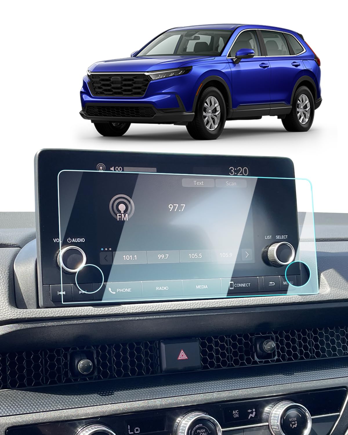 RUIYA 9-Inch Tempered Glass Screen Protector For 2022-2025 Honda Civic - Touch Screen Dash Kit, Clear, Scratch-Resistant