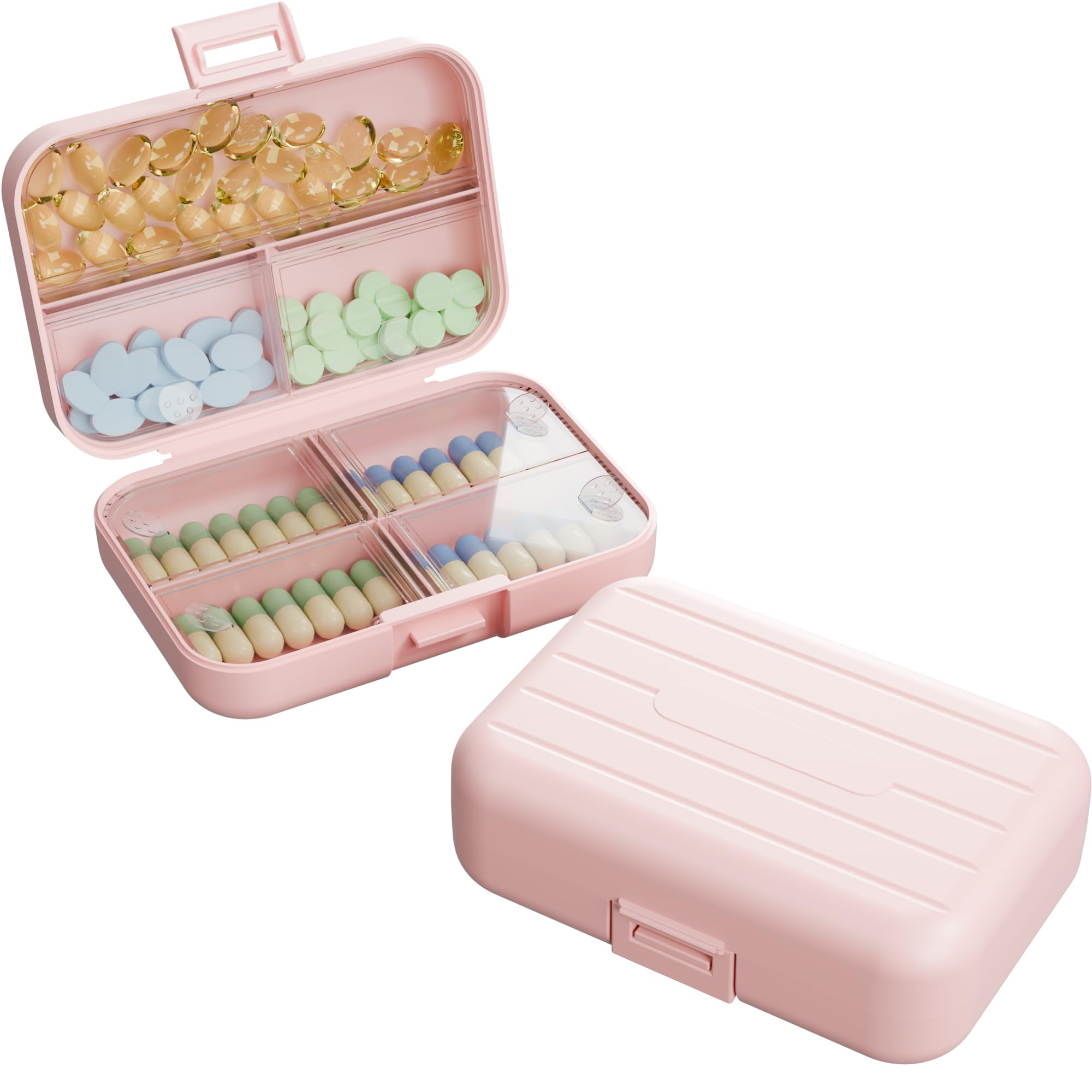 Travel Pill Box Double Layer 7-Compartments Large Pill Organizer 4 3 x 3 1 x 1 4 Portable
