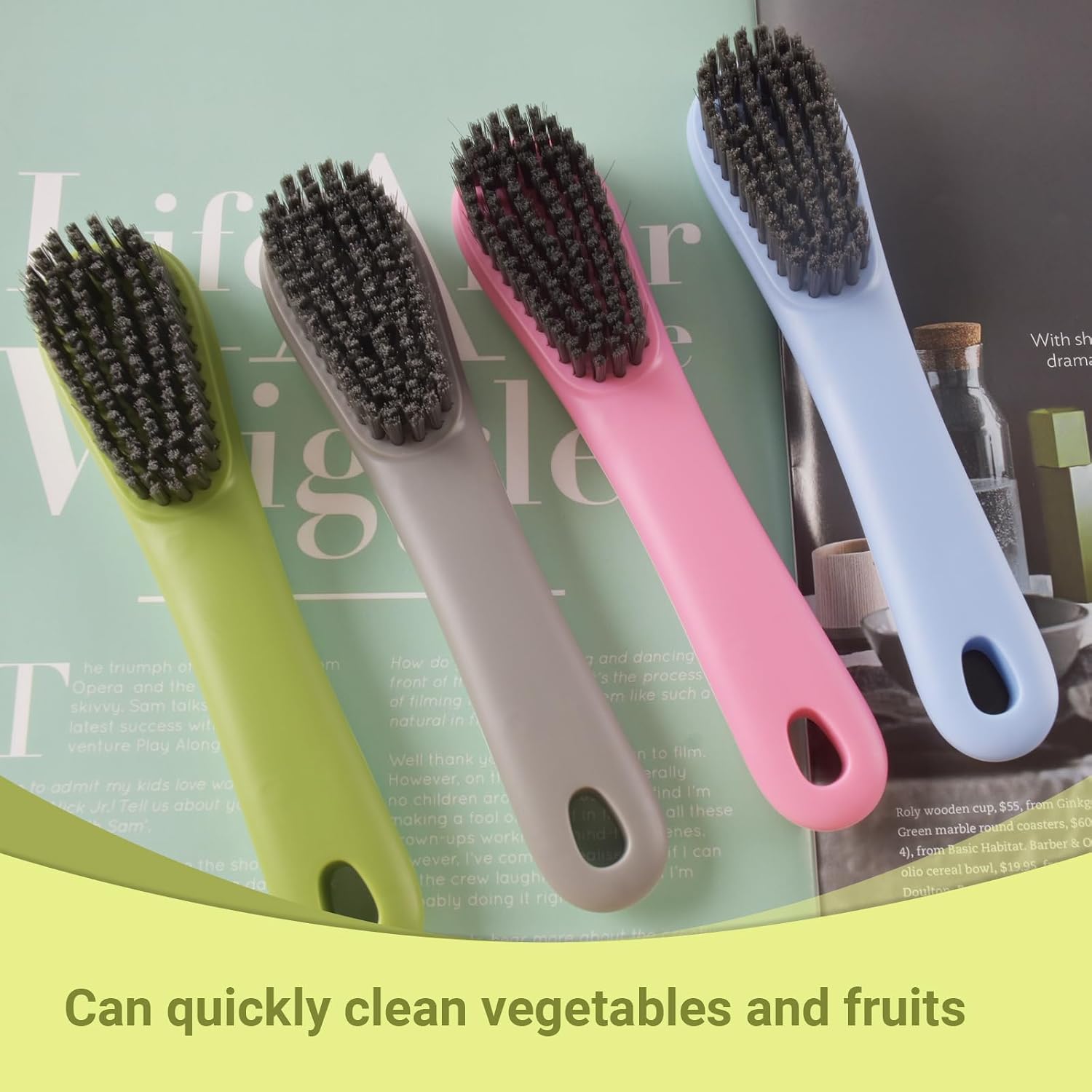 Potato Scrub Brush Vegetable Fruit Brush with Handle (Mixing Colors)