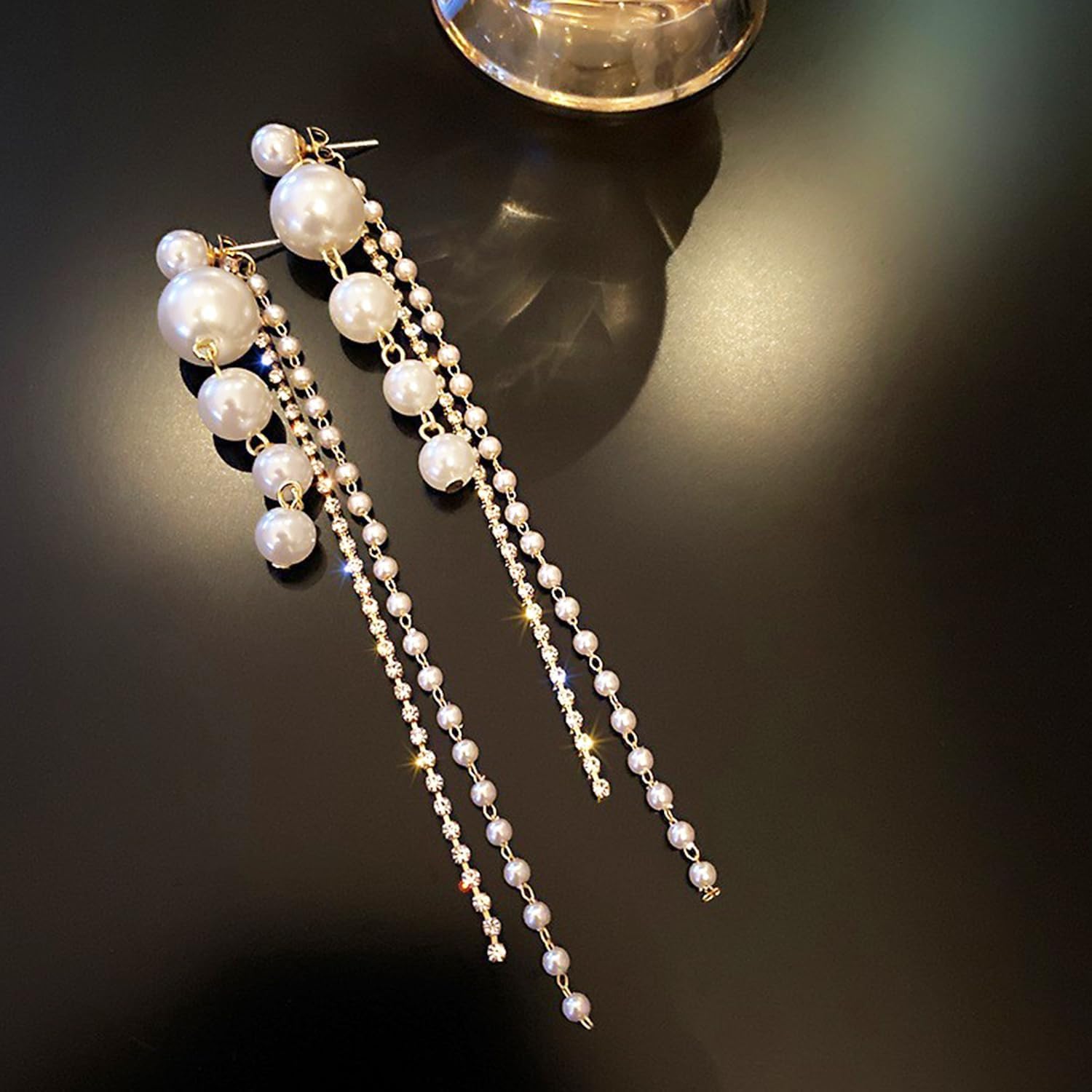 Pearl Dangle Earrings Gold Plated Long Pearl Earrings Baroque AAA+ White Pearl Drop Dangle Earrings for Women Bridal Wedding Jewelry - Image 5