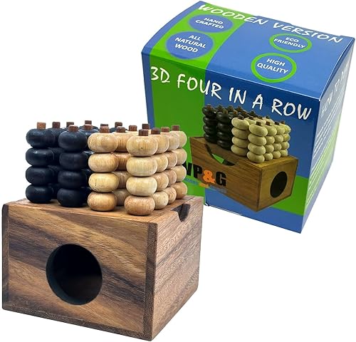 Winshare Puzzles and Games Juego de estrategia de madera 3D Cuatro en una fila