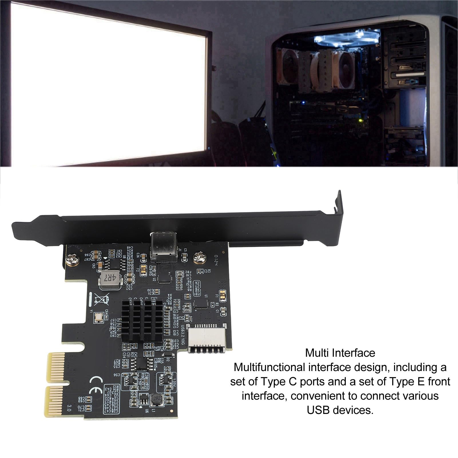 Type C Clé Usb Carte D'extension PCIE 4X Vers USB 3.2 Gen 2, Carte PCIE Haute Clé Usb 3.2 Gen 2