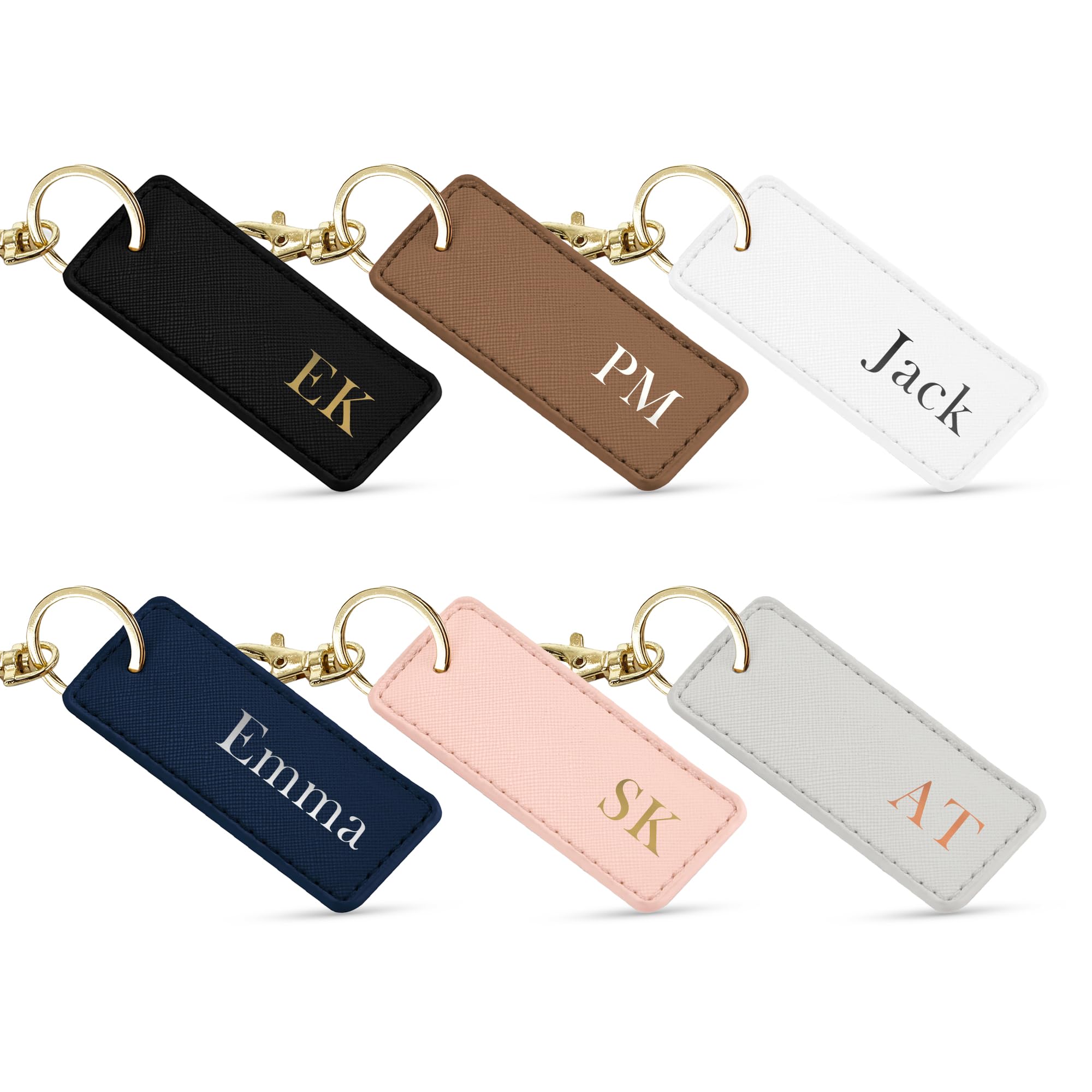 Print Maniacs Custom Leather Keychain Rectangle Shape Gift For Mum Aunt Nanny With Monogram