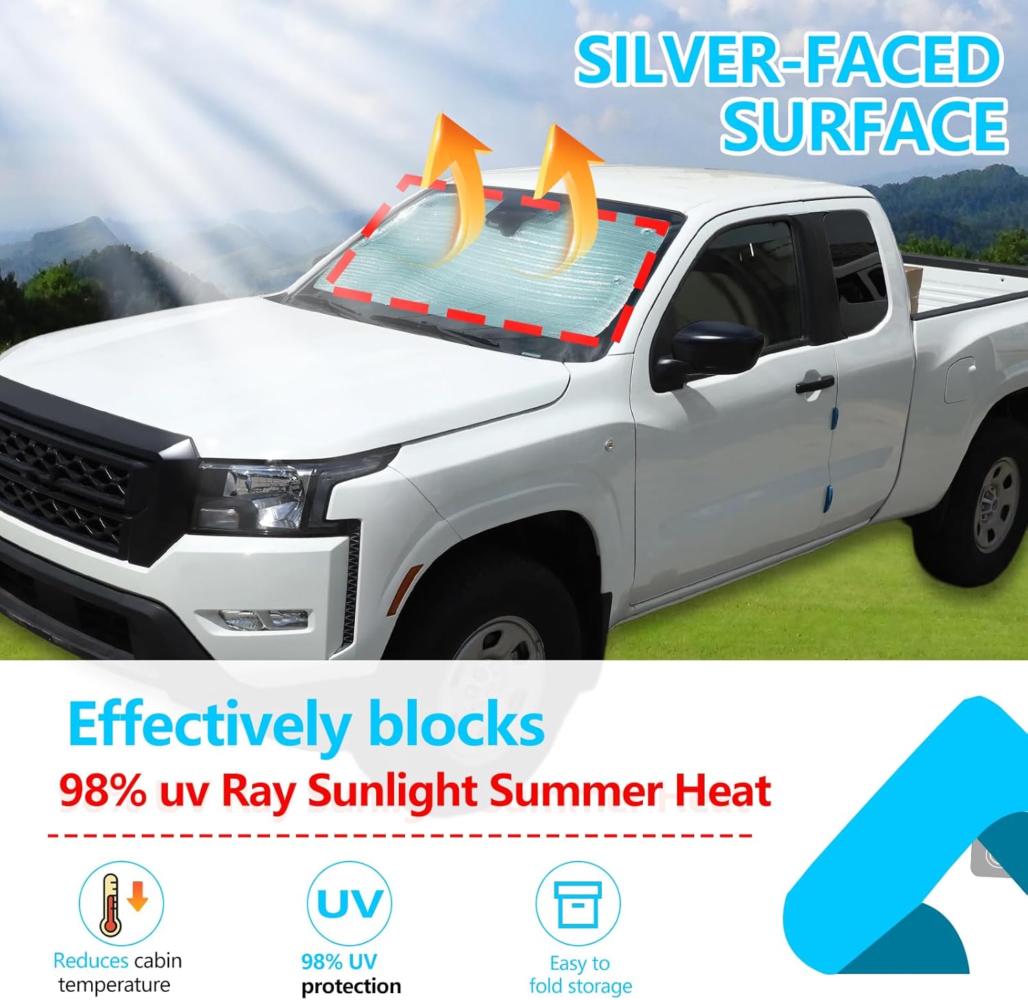 Car Windshield Sun Shade Compatible with Nissan Frontier 2022-2025 Windshield Sunscreen Heat Shield Front Windshield Sun Shade Folding Sunshade UV Protection