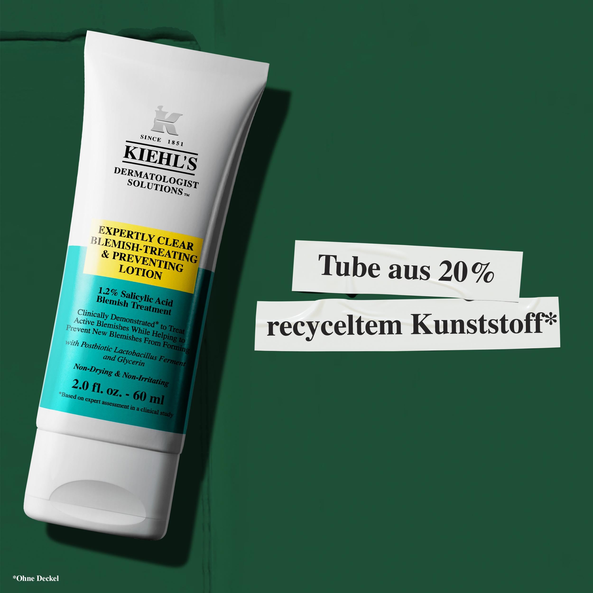 KIEHL'S Expertly Clear Blemish Treating & Preventing Lotion, 60 ml, Anti-Unreinheiten-Lotion mit Salicylsäure und Niacinamiden, zur Beseitigung und Vorbeugung von Pickeln und Unreinheiten