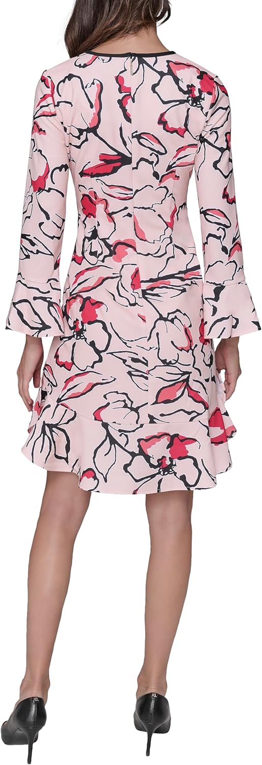 Karl Lagerfeld Womens 3/4 Sleeve Flounce Hem Fun Sheath Dress - Image 4