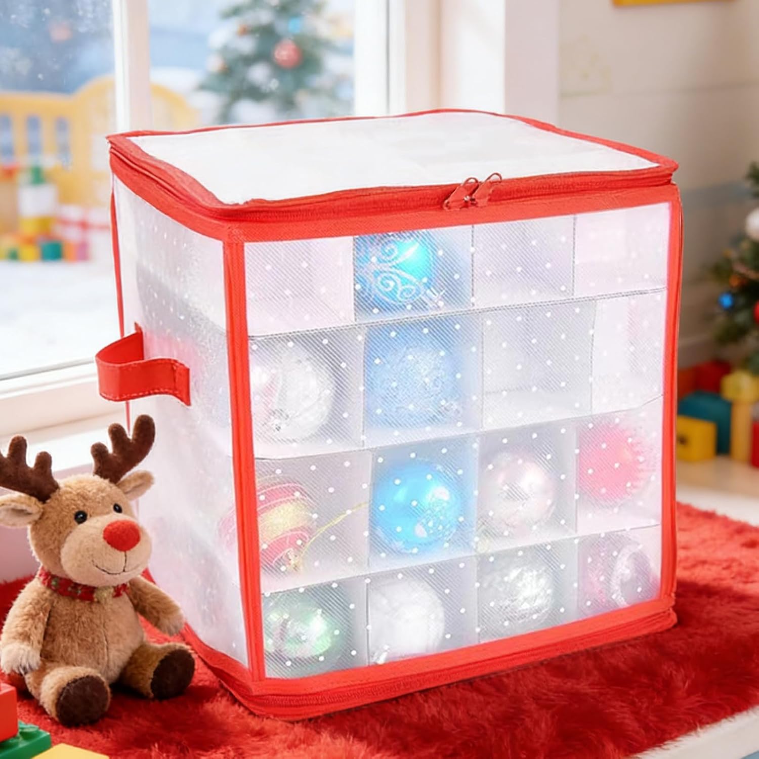 Christmas Decoration Storage Foldable Waterproof Containers | Christmas Tree Ball Ornament Storage Box for Under Bed Cabinet Home Basement Apartment Bedroom Garage Attic