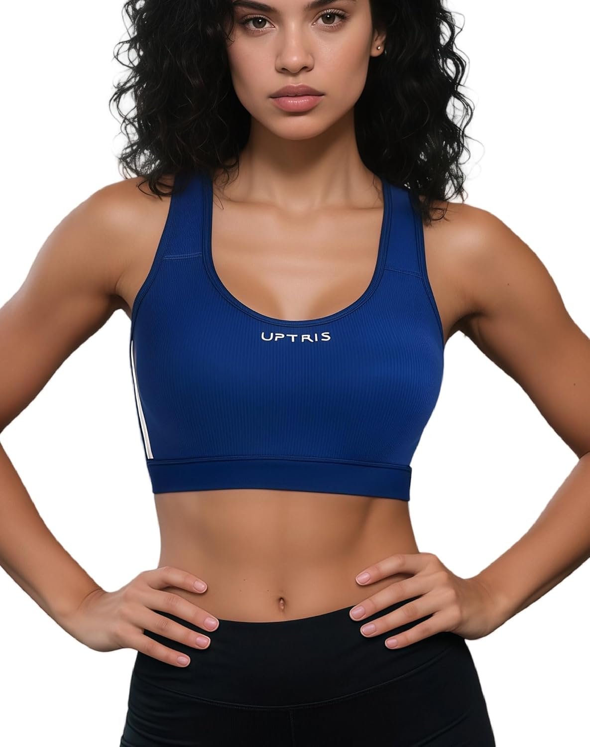 UPTRIS Racerback Sports Bras for Women High Impact Sports Bras for Women Running Padded Removable Push Up Yoga Blue Sport Bra - Image 2