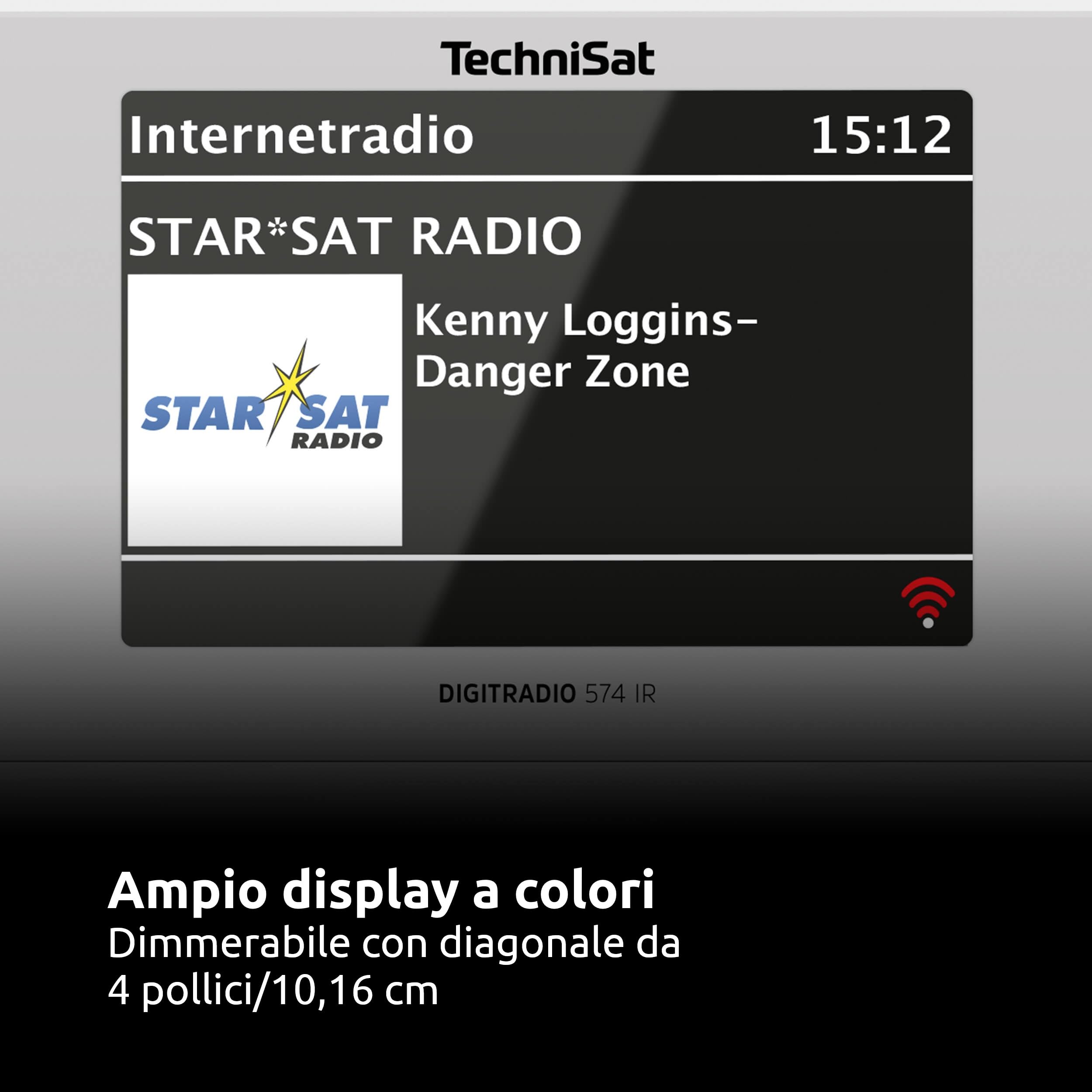 TechniSat DIGITRADIO 574 IR - Radio Internet stereo (DAB+, FM, WLAN, streaming audio Bluetooth, display a colori da 4 pollici, USB, AUX in, jack per cuffie, sveglia, 10 Watt, app/telecomando) argento