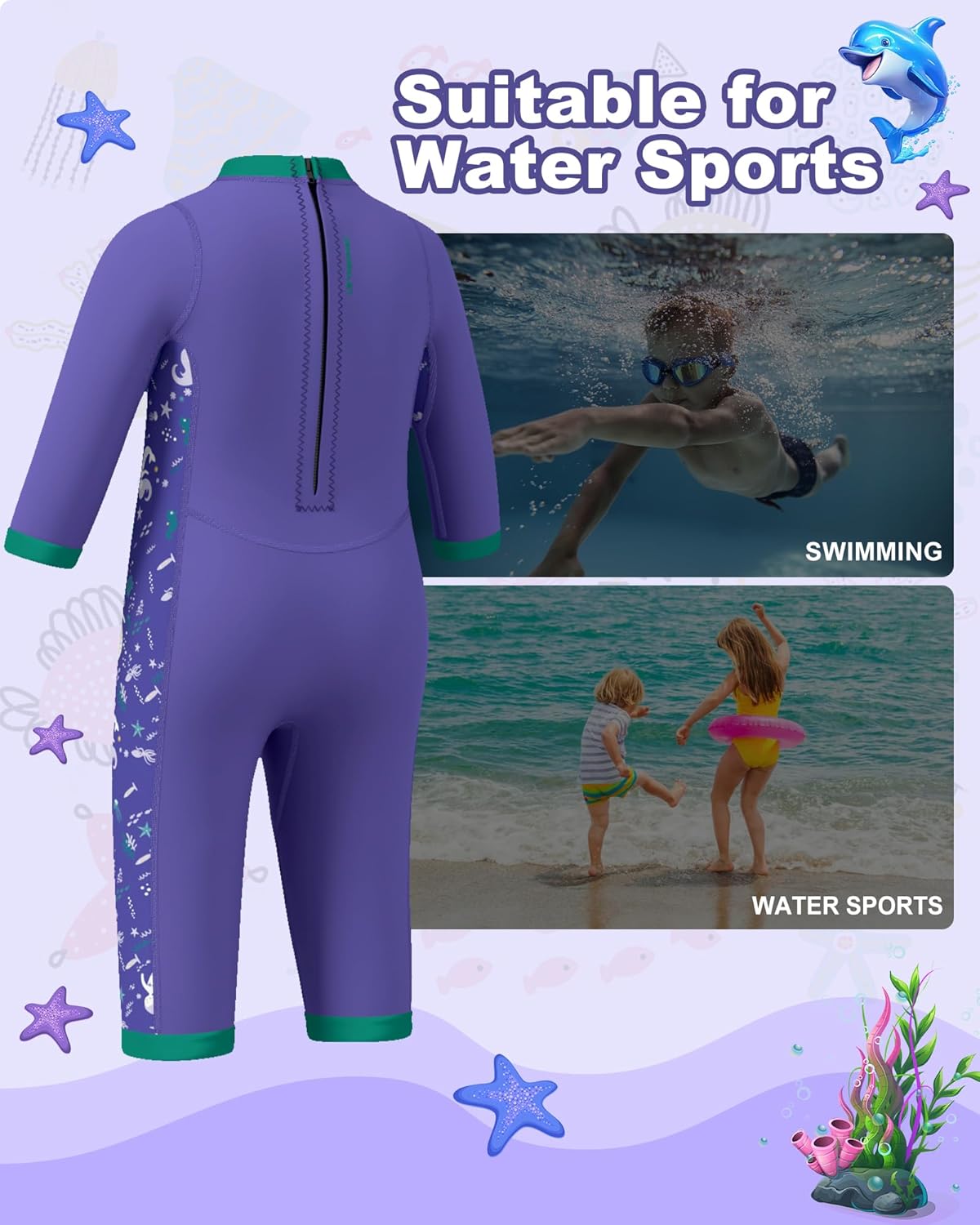 Baby Wetsuit, Neoprene Thermal Swimsuit Keep Warm in Cold Water - Image 6