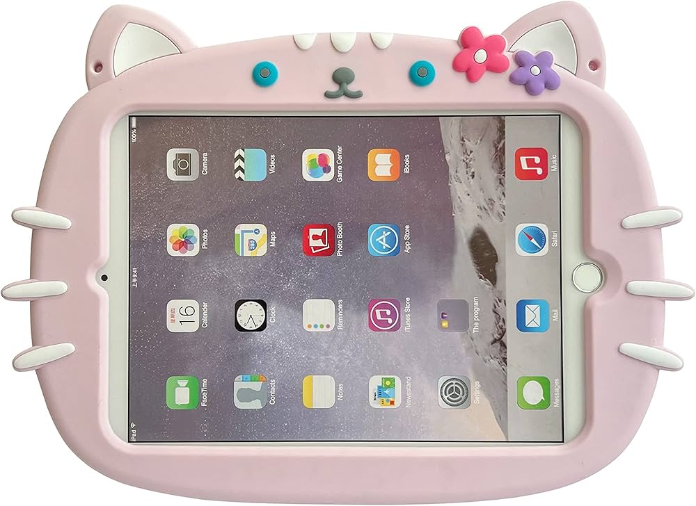 Amazon.com: Soft Silicone Shockproof Tablet Cute Purple Flower Cat