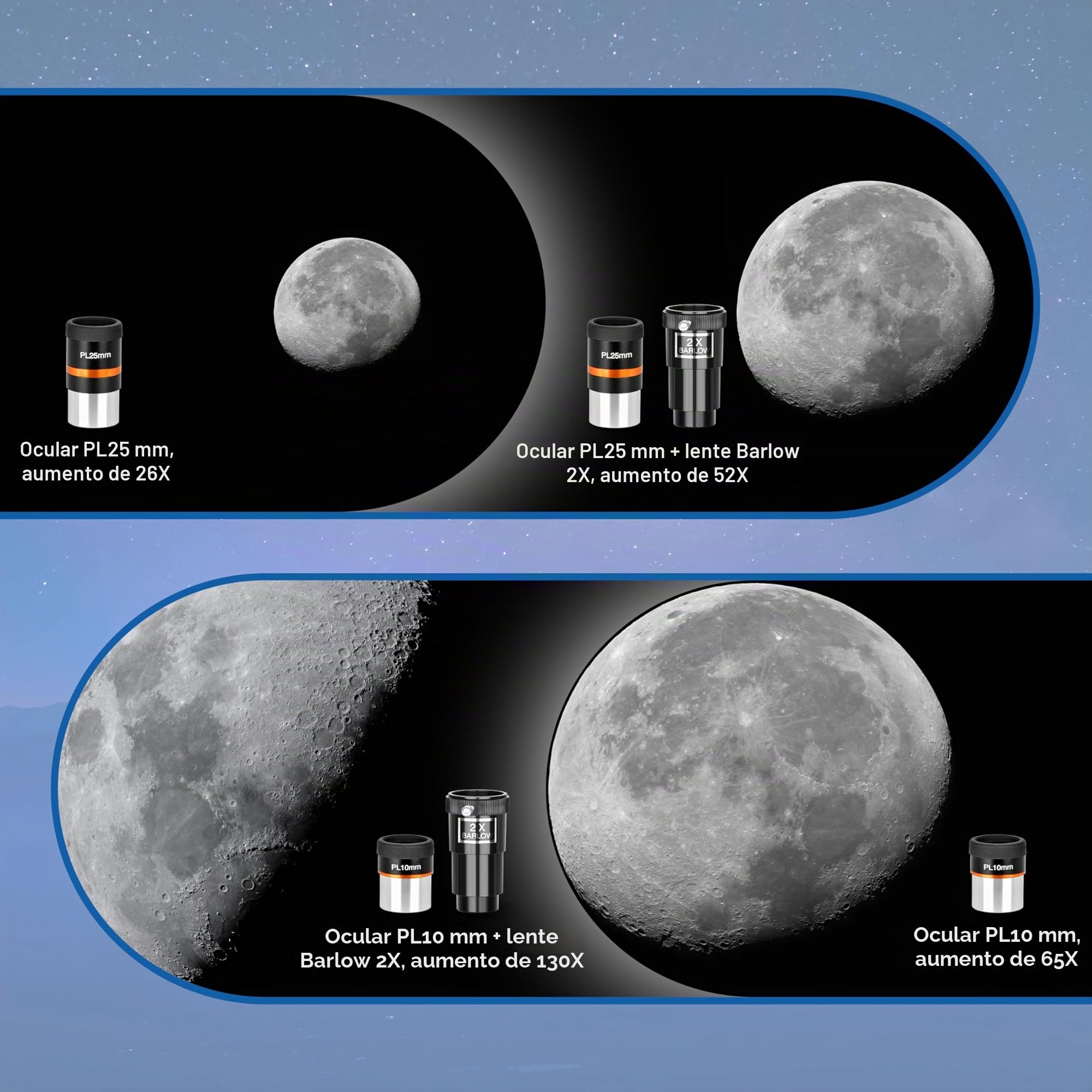 AOMEKIE Telescopio para Adultos Astronomía Apertura 130mm Telescopio Reflectores 650mm para Principiantes con Montura EQ5 2 Oculares Plossl y Adaptador de Teléfono y Visor