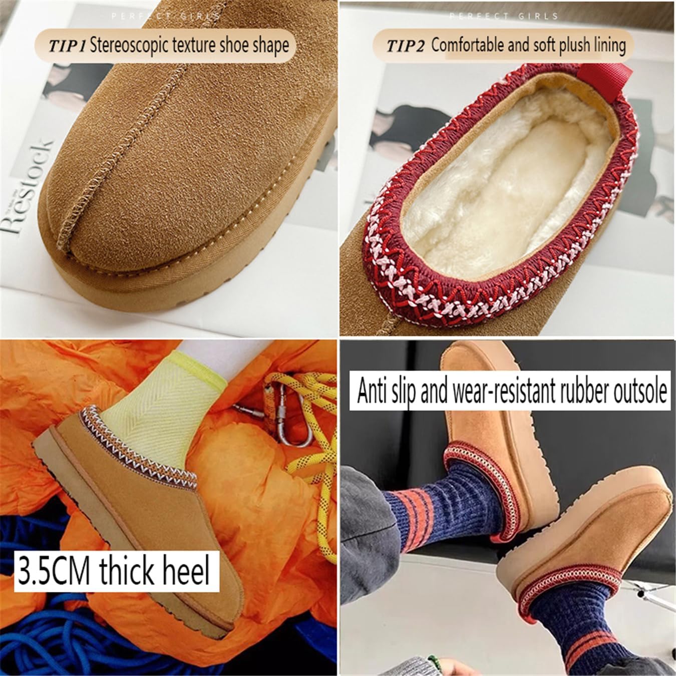 Fashion Platform Slippers for Kids Casual Outdoor Non Slip Fuzzy Ankle Boots Girl Boys Comfortable Indoor Plush Mini Boots Toddler Big Kid Little Kid - Image 6