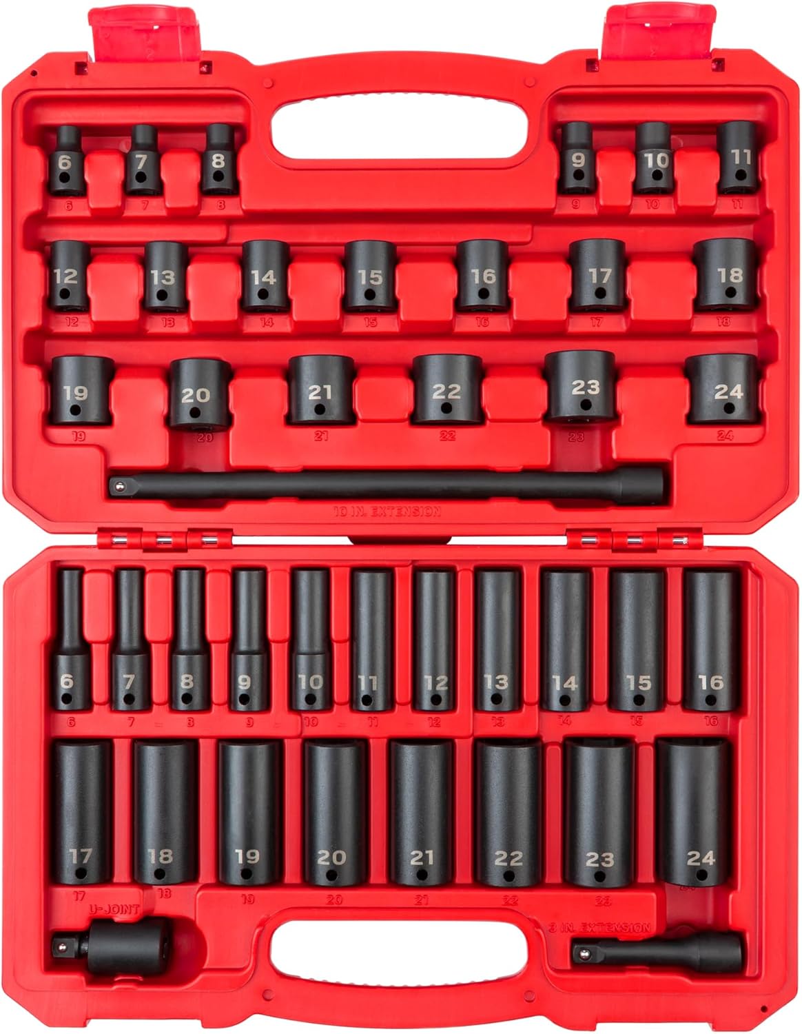 TEKTON 3/8 Inch Drive 6-Point Impact Socket Set, 41-Piece (6-24 mm) | SID91401