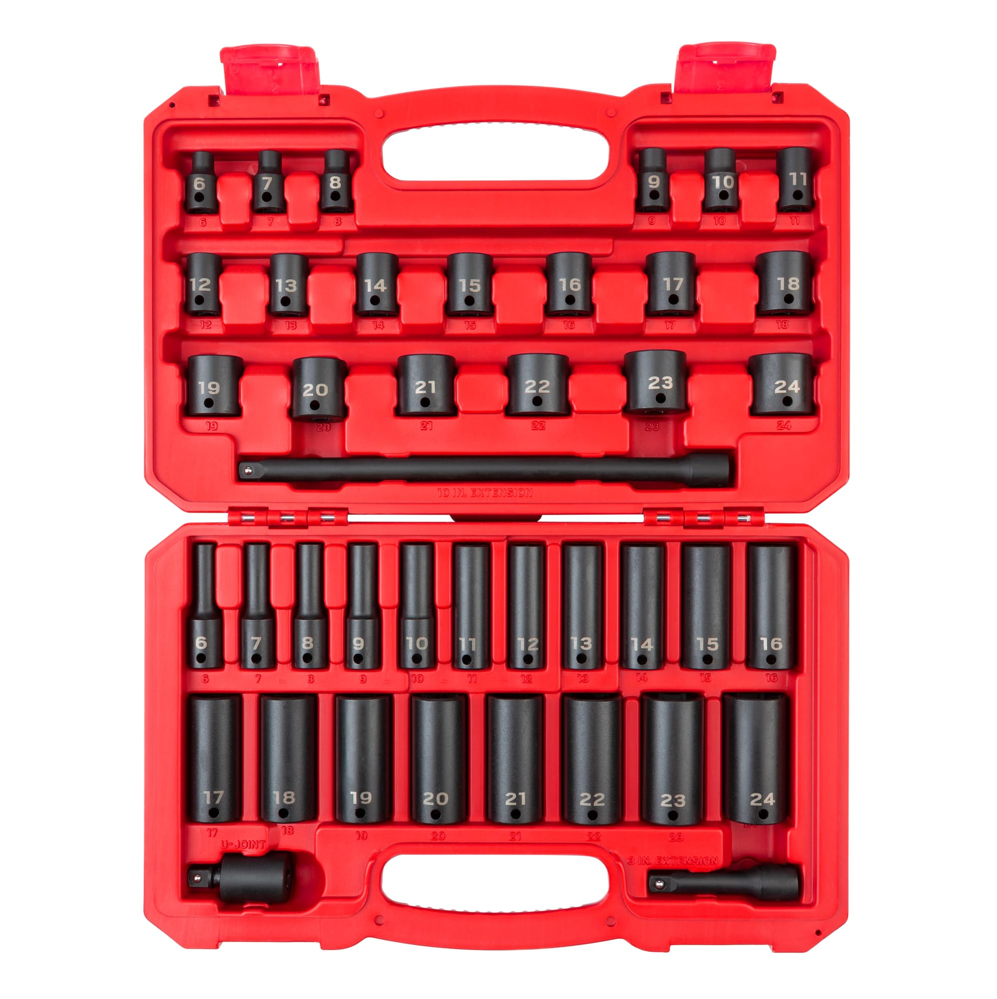 TEKTON 3/8 Inch Drive 6-Point Impact Socket Set, 41-Piece (6-24 mm) | SID91401