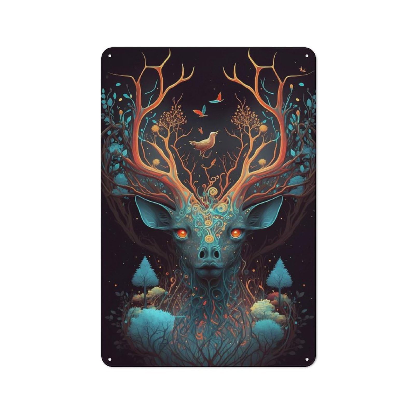Junmoney Deer Wild Jungle Decorative Metal Wall Decor 30X20cm, Vintage Metal Sign For Hallway, Home Bar, Garage Or Study