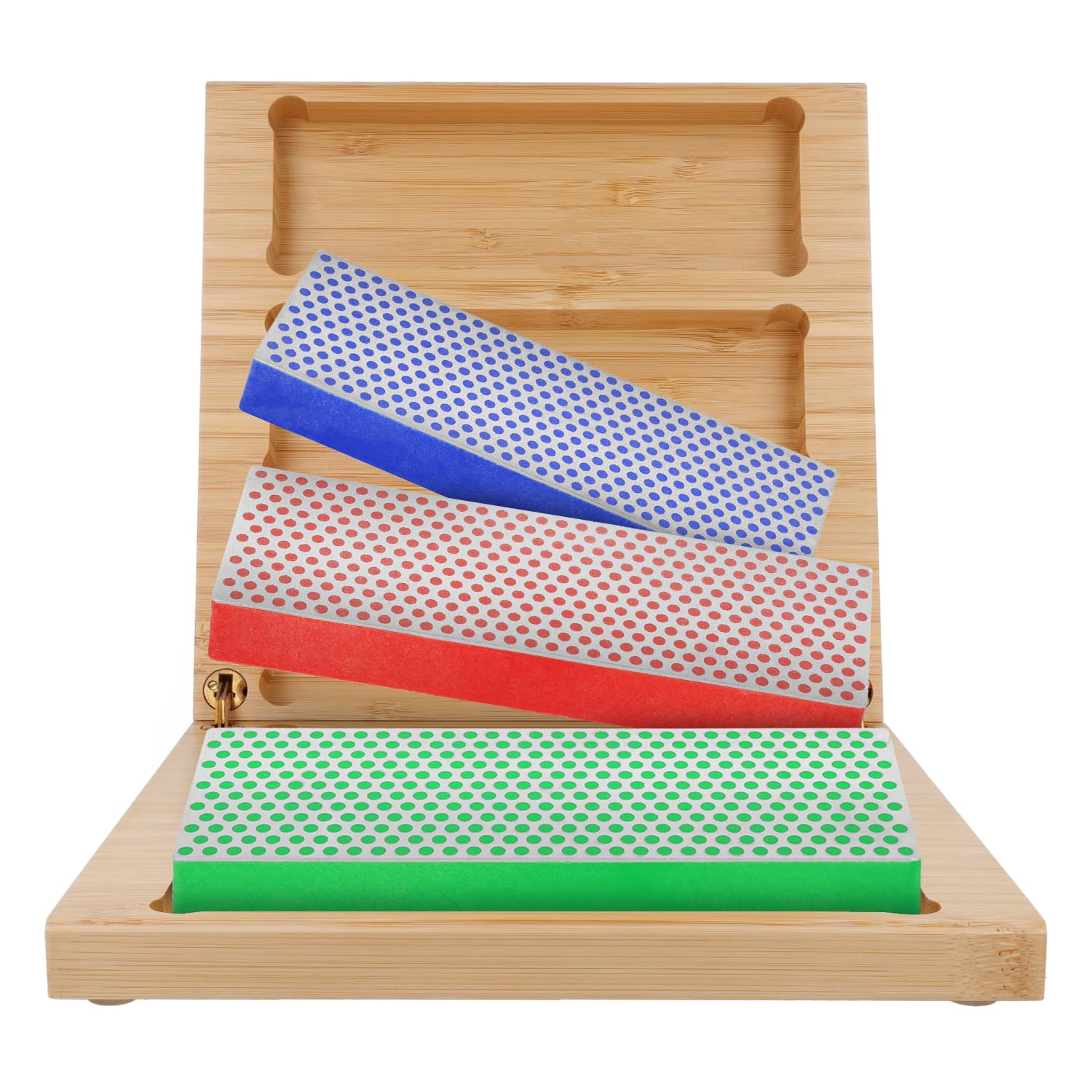 DMT Diamond Whetstone™ Diamant Schleifstein in Holzbox 6" Set Grob, Fein, Extrafein, Messerschärfer in Profiqualität, 15cm Wetzstein für Messer und Werkzeuge, Made in USA, W6EFC