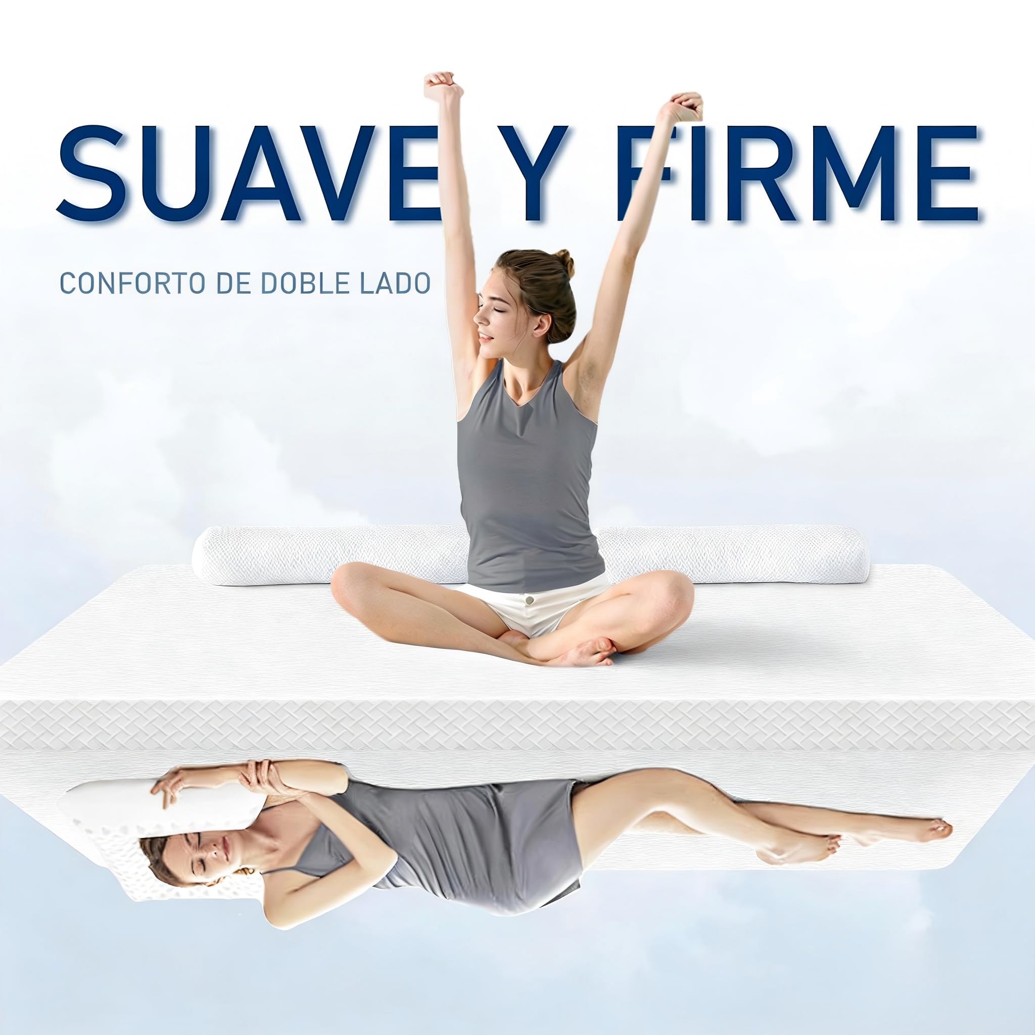ROYGBIV Topper Colchón 140x190cm 7cm Viscoelástico con Gel - Dureza H2/H3 Ergonómico Transpirable Antibacteriano Antiácaros Hipoalergénico Funda Lavable - Certificado Oeko-Tex