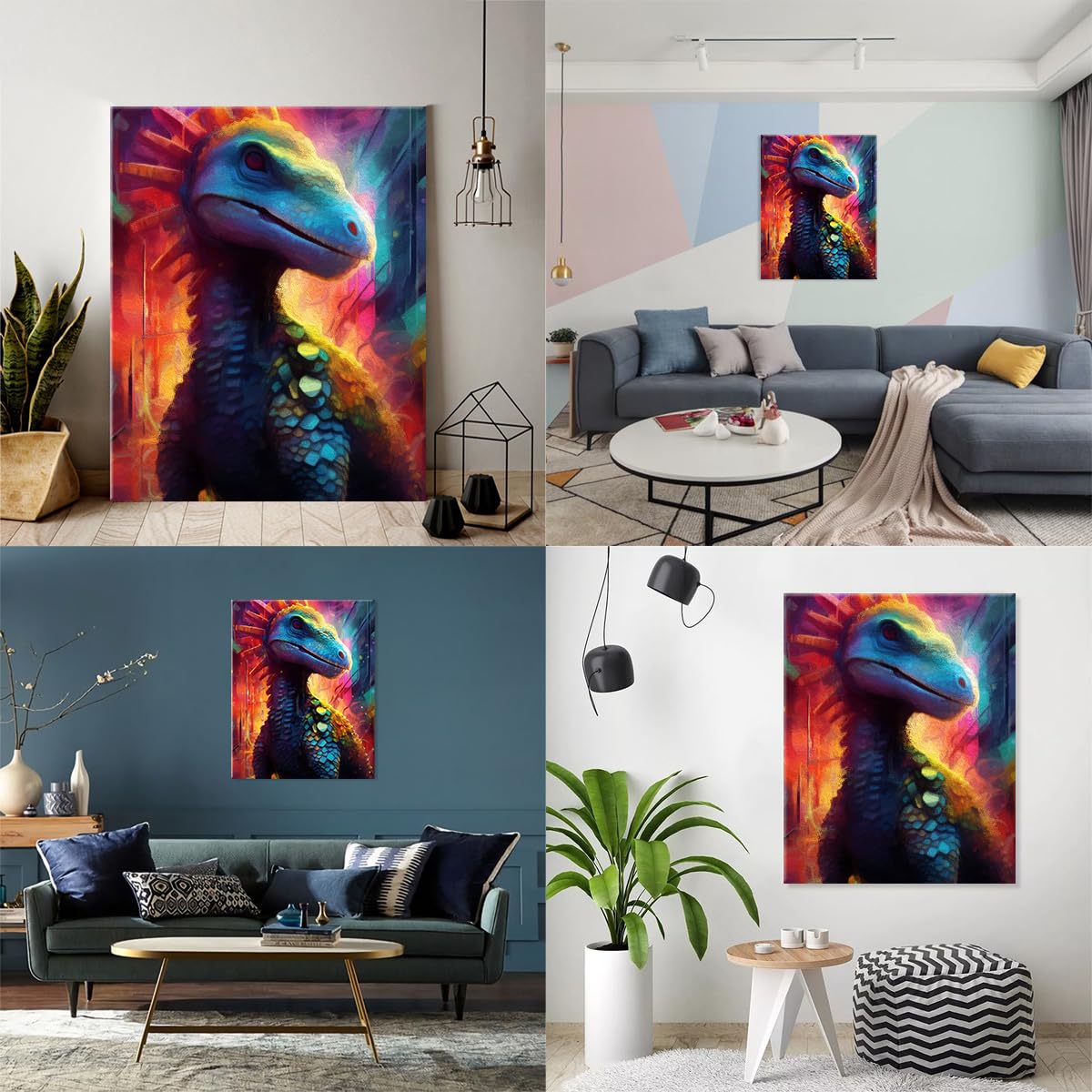 TANGFEIY Kit peinture pour décoration murale Dinosaur World Pigment sur toile Peinture adultes avec pinceaux et pigment acrylique pour décoration murale la maison Peinture avec cadre (40x50cm
