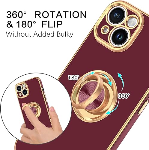 Miniatura 4 de BENTOBEN Compatible con iPhone 15, funda para teléfono iPhone 15, ajuste delgado, soporte de anillo de 360, soporte magnético para automóvil,