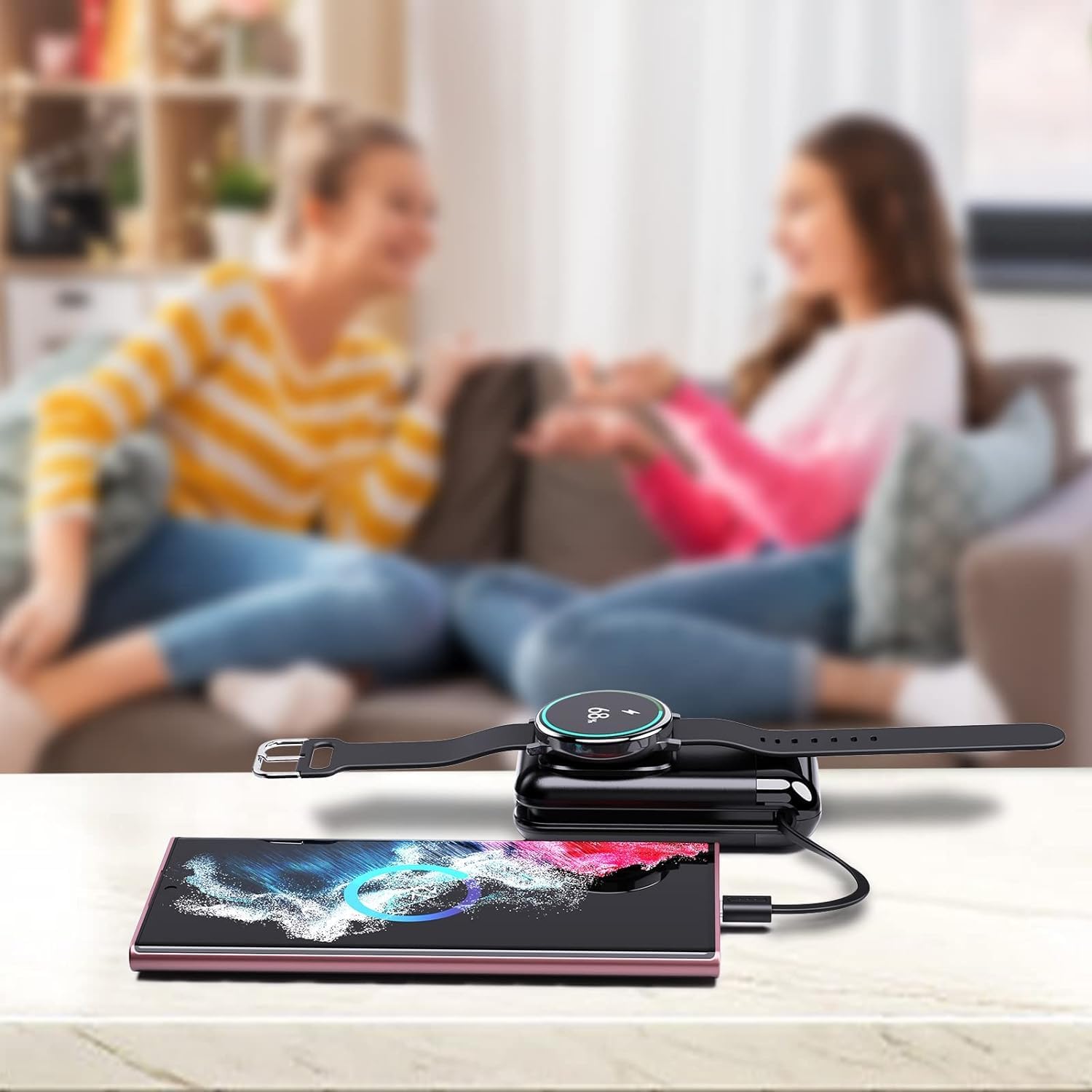 Portable Watch Charger for Samsung Galaxy Watch8/8Classic/Ultra (2025)/7/Ultra/6/5, 6000 mAh Watch and Phone Charger for Samsung Galaxy S25 Ultra/S24 Ultra/S23/Z Fold7/Flip7 - Image 7