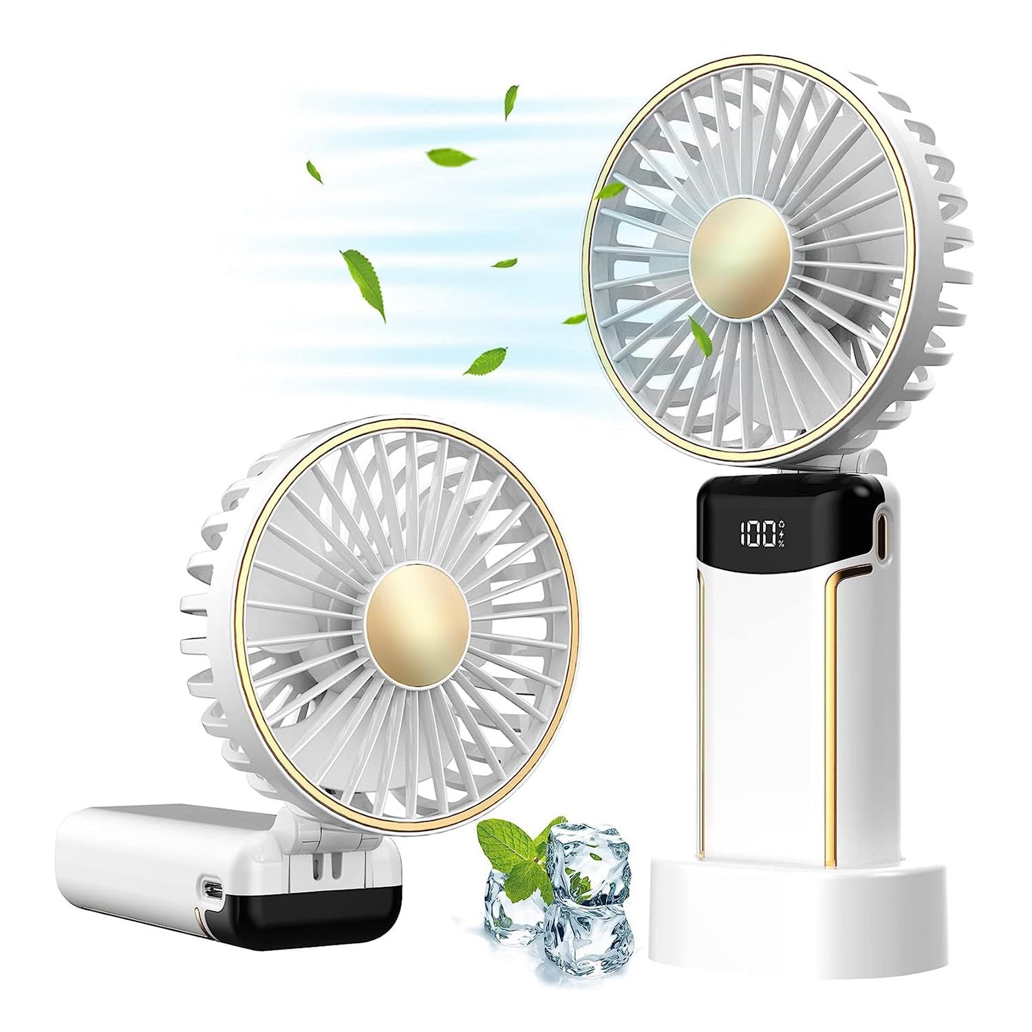 1 pezzo Mini ventilatore portatile portatile Ventilatore tascabile personale 8-20 ore Ricaricabile tramite USB Bianco,Ventilatore portatile