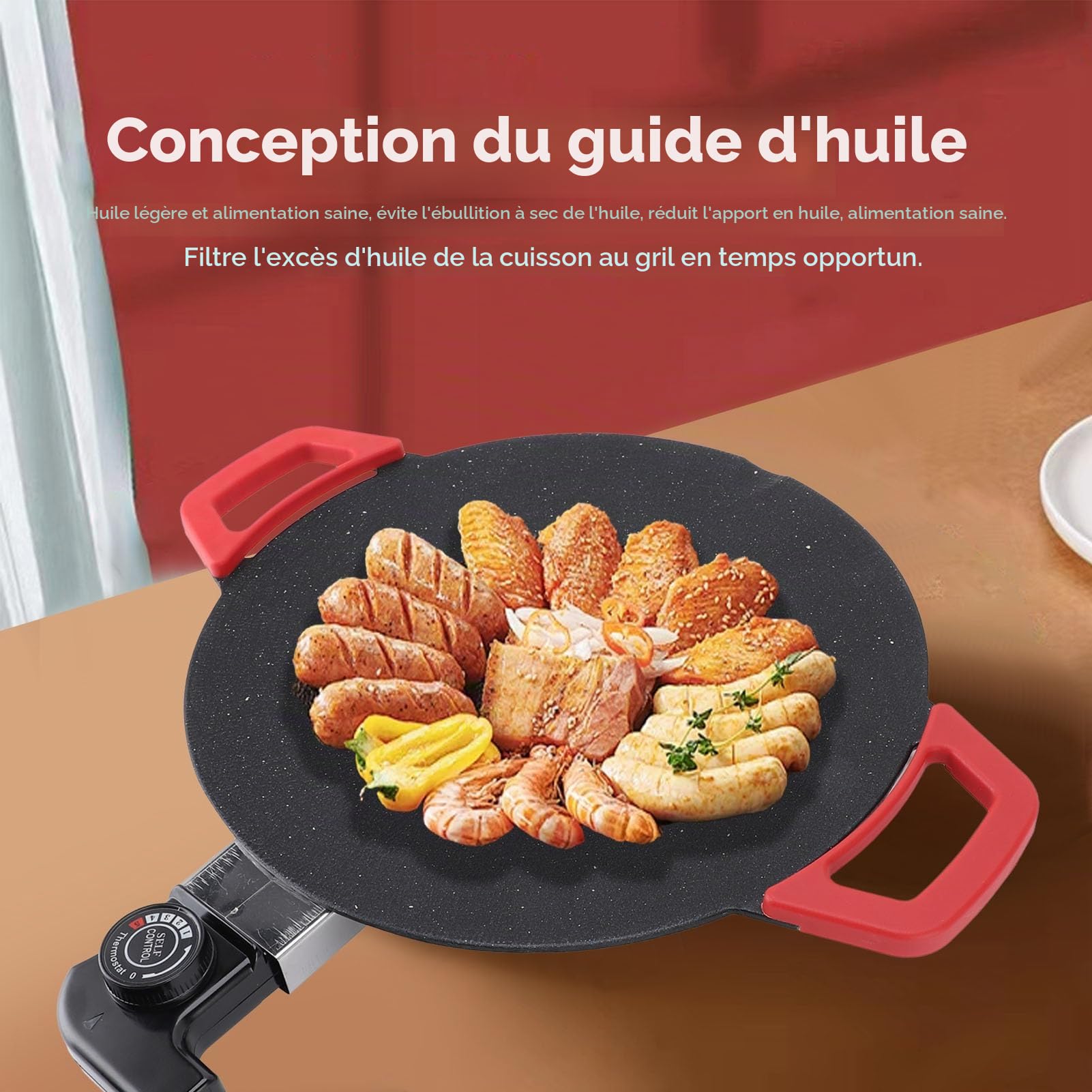 Plaque de Cuisson électrique de 11,8 Pouces, Plaque de Cuisson pour Barbecue électrique Antiadhésive sans Fumée avec Contrôle de Température Réglable, Crêpière pour Injera, Lefse