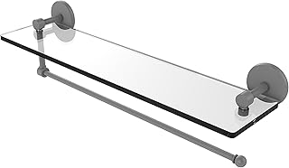 Allied Brass P1000-1PT/22-GYM Prestige Skyline Collection Paper Towel Holder with 22 Inch Glass Shelf, Matte Gray